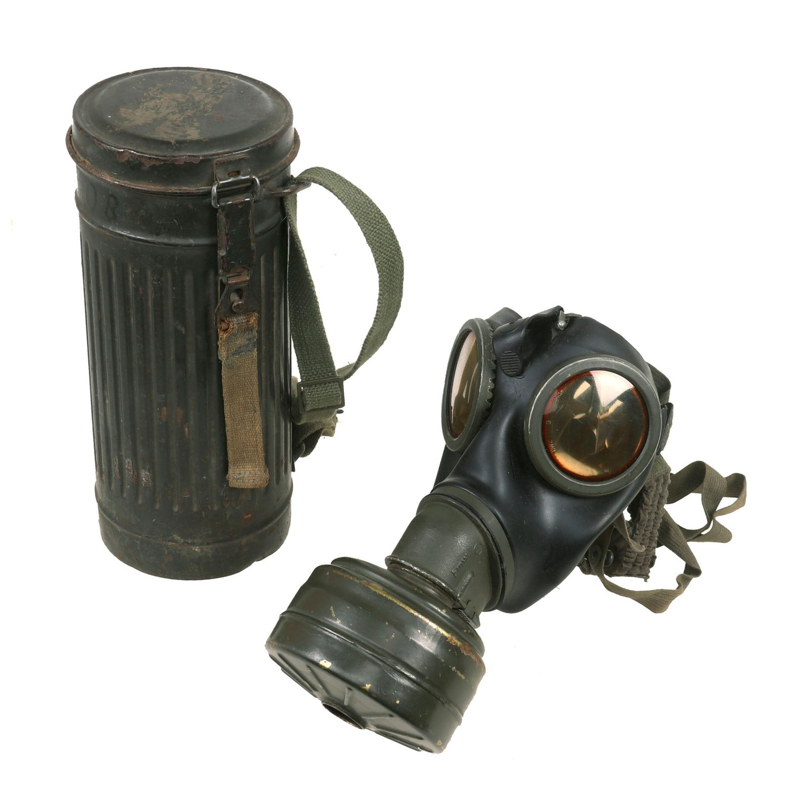 Buy Original German WWII M38 Size 3 Gas Mask with Fe 41 Filter and Canister - Dated August 1944 | Original Firearms Antique For Sale