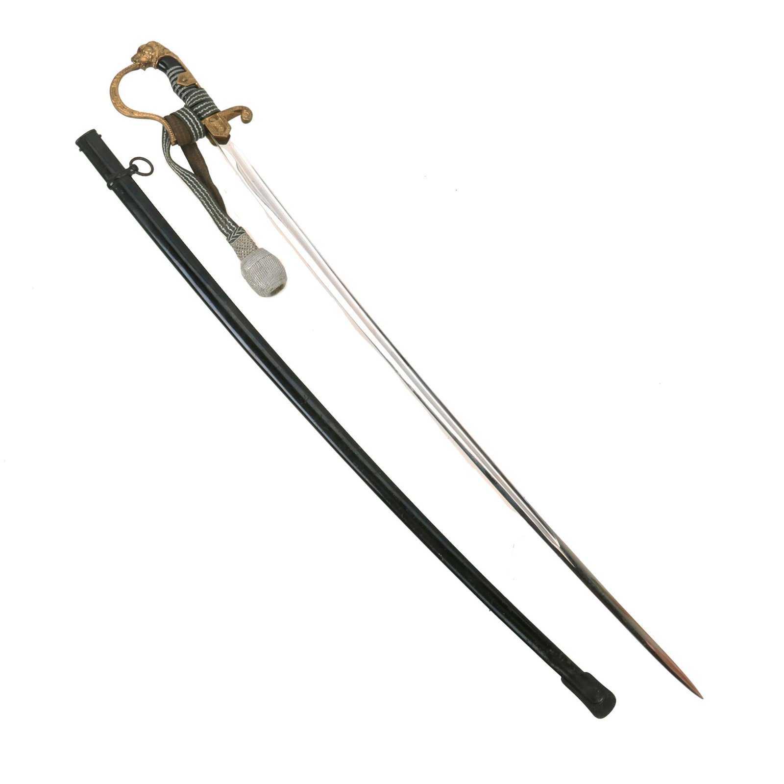 Buy Original Rare German WWII Zieten Pattern Field Marshal Lion Head Officers Sword by Carl Eickhorn with Scabbard and Troddel Knot | Original Firearms Antique For Sale