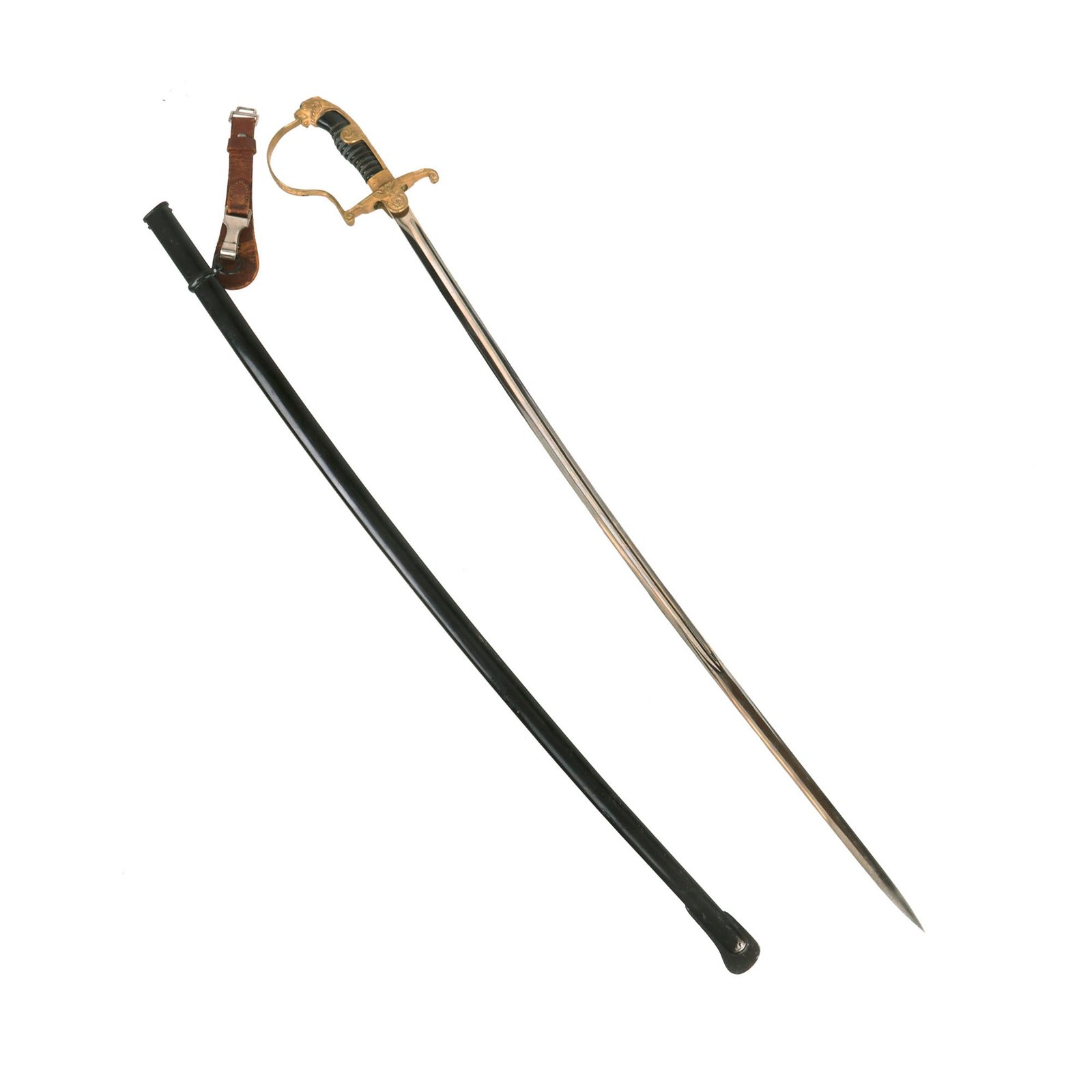 Buy Original German WWII Personalized Army Heer Officer's Lion Head Sword with Steel Scabbard & Leather Hanger | Original Firearms Antique For Sale