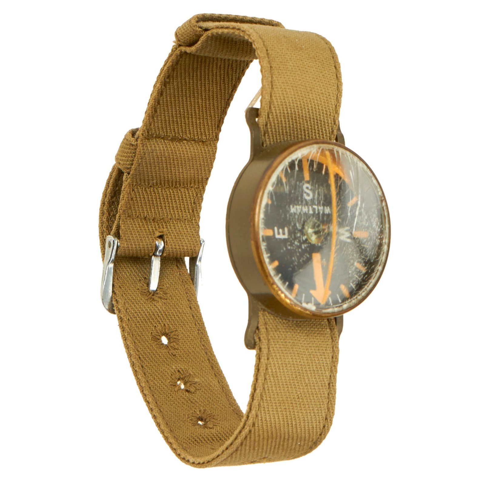 Buy Original U.S. WWII Wrist Compass by Waltham Watch Co. with Canvas Wristband | Original Firearms Antique For Sale