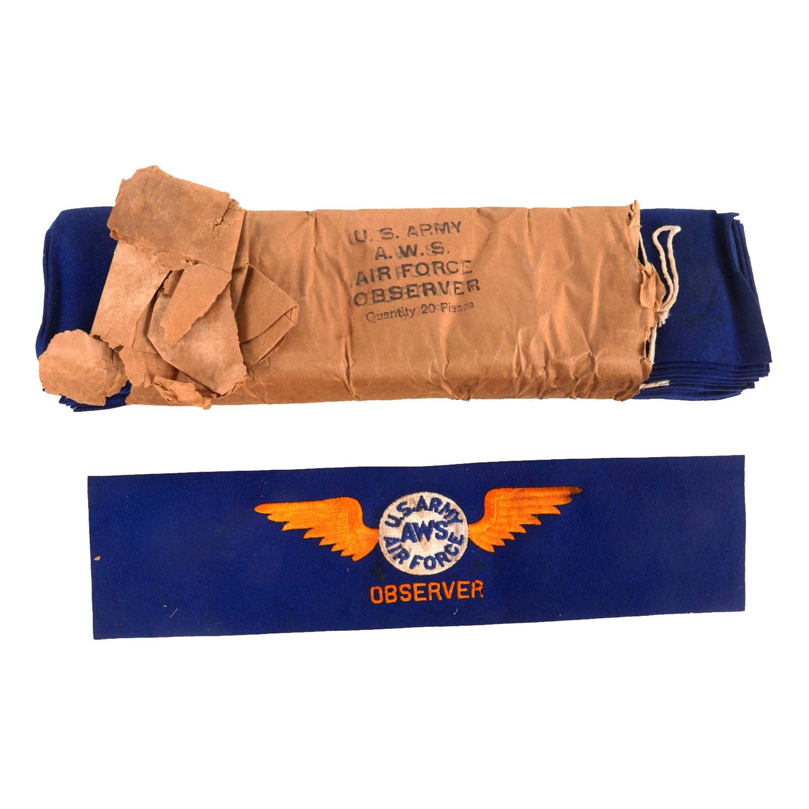 Buy Original U.S. WWII Aircraft Warning Service Observer Armbands - Pack of 20 | Original Firearms Antique For Sale