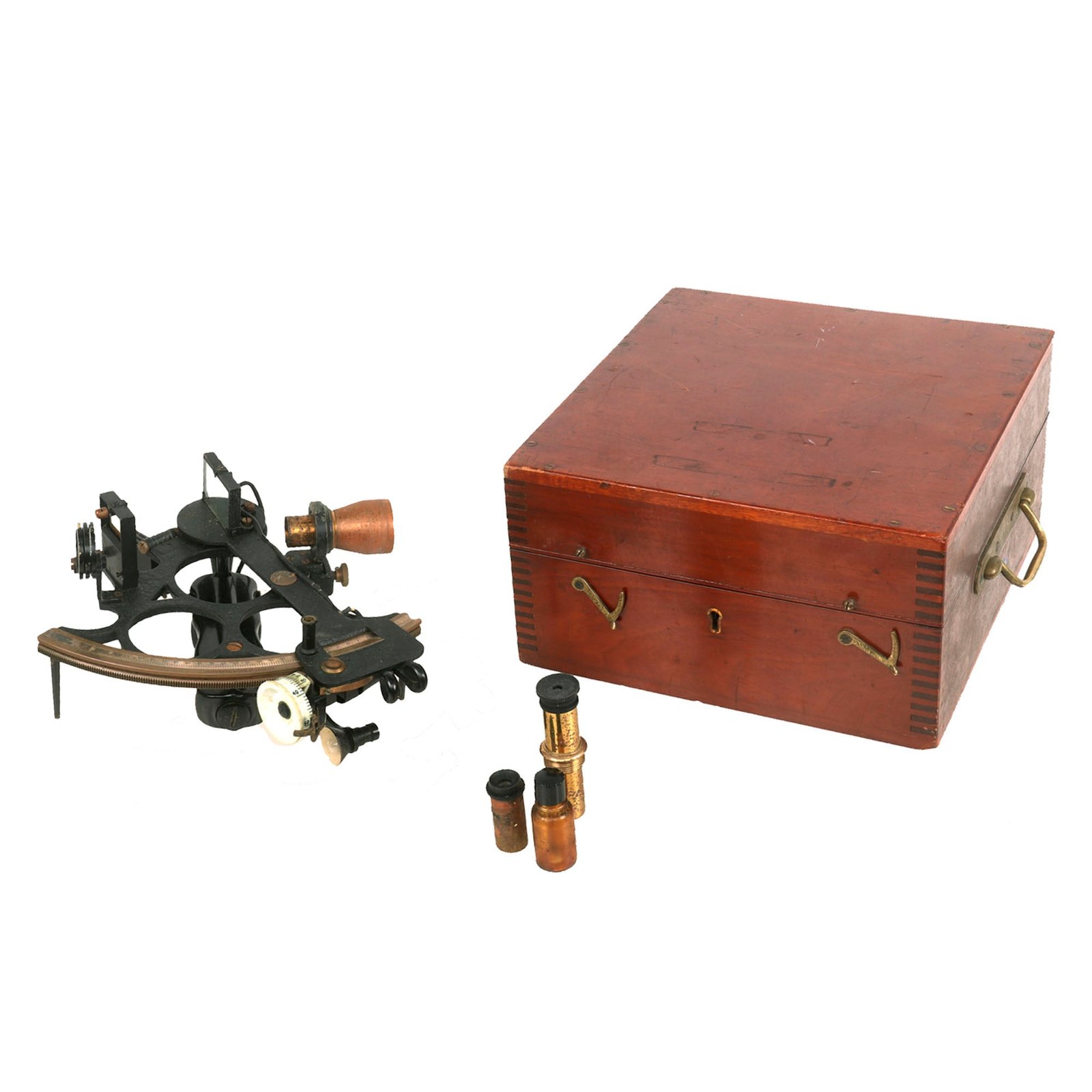 Buy Original U.S. WWII Navy British-Made HUSUN Ship's Navigational Sextant Husun Dated 1943 By Hughes & Son in Original Case | Original Firearms Antique For Sale
