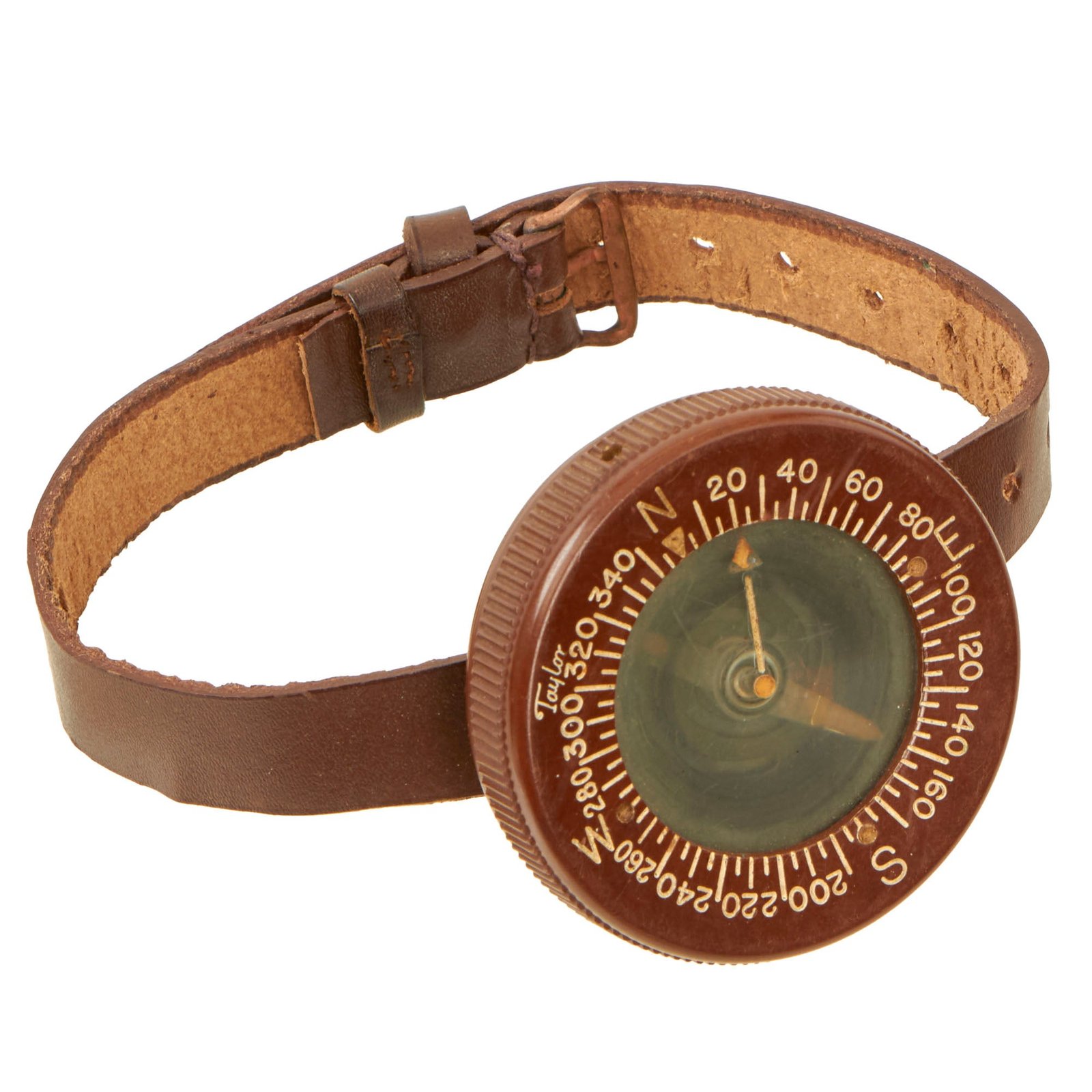Buy Original U.S. WWII Paratrooper Liquid Filled Wrist Compass by Taylor with Leather Wrist Band | Original Firearms Antique For Sale