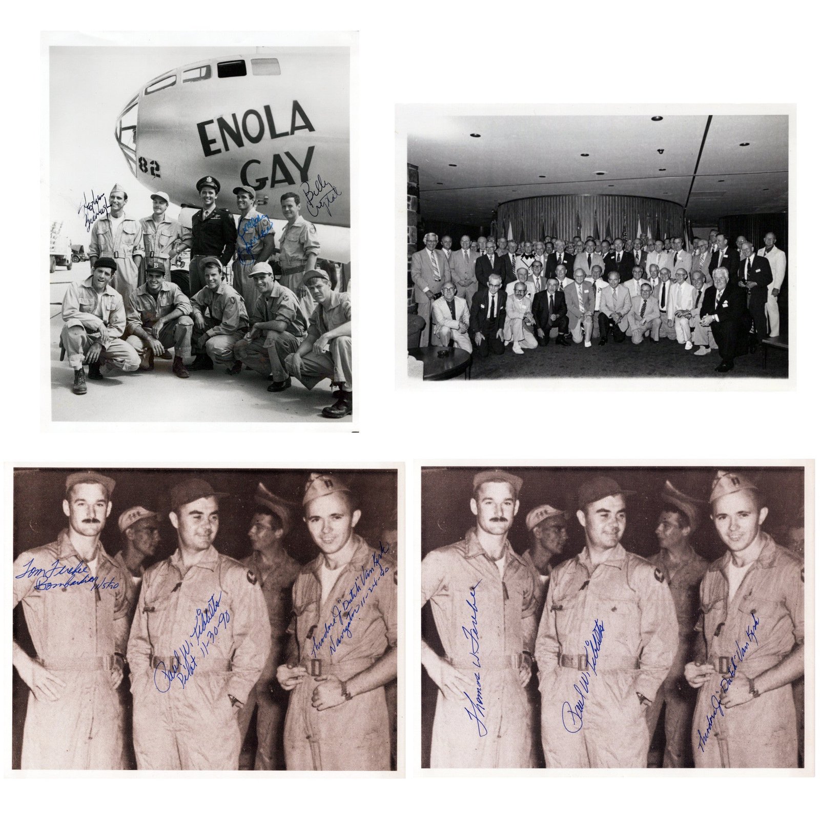 Buy Original U.S. WWII Enola Gay Crew Photographs Signed by Paul Tibbets & 1980 Movie Actors | Original Firearms Antique For Sale