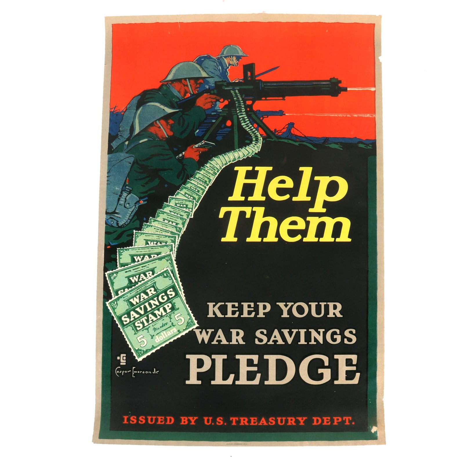 Buy Original U.S. WWI Treasury Department Help Them Keep Your War Savings Pledge Propaganda Poster - 20 x 30” | Original Firearms Antique For Sale