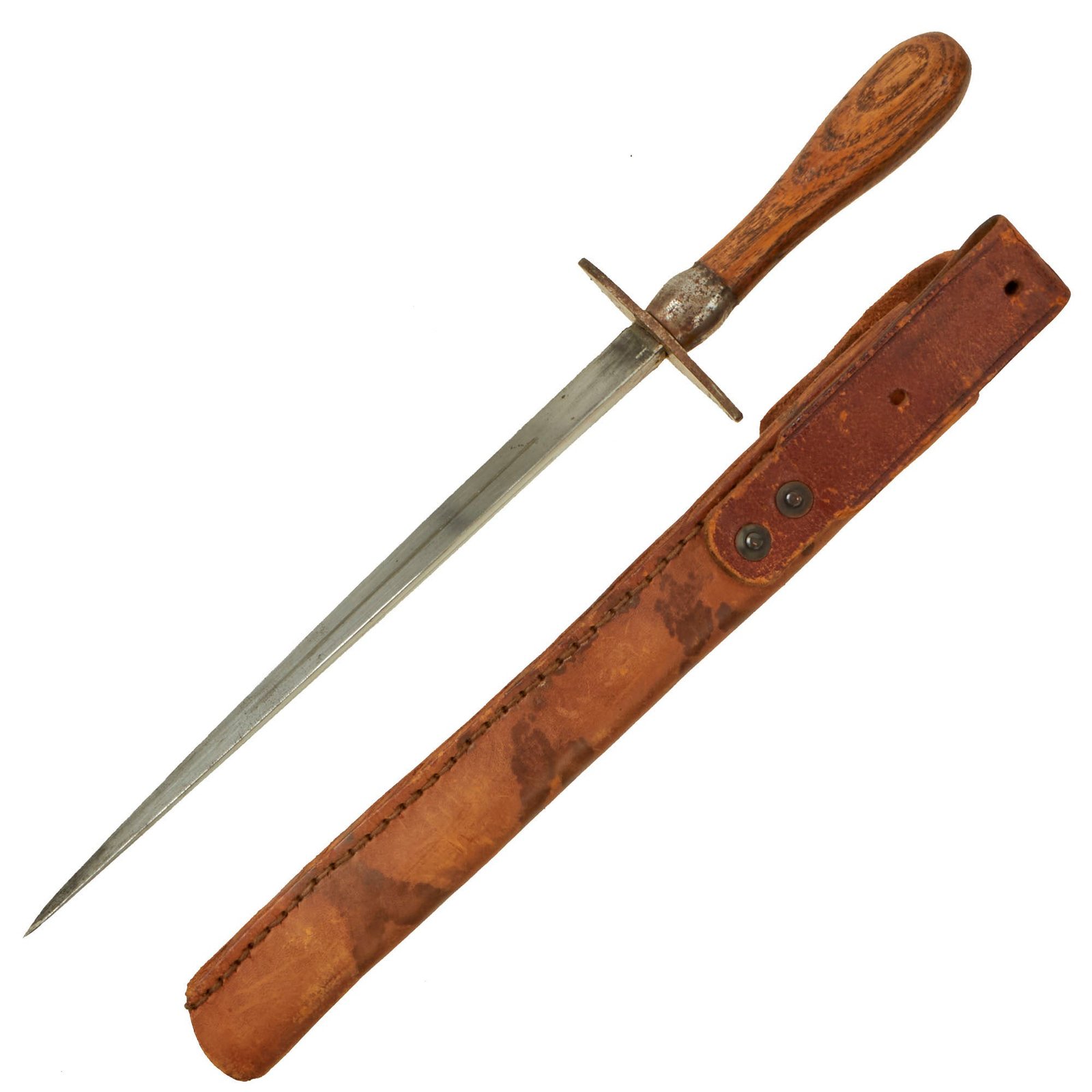 Buy Original U.S. WWII M1917 Trench Knife Blade Turned into Fighting Knife with Scabbard - Theater Made | Original Firearms Antique For Sale