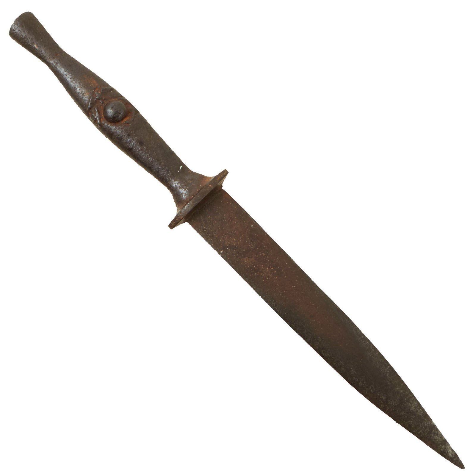 Buy Original U.S. Vietnam War Era USMC Handmade Cast Iron Souvenir Knife with EGAs in Handle | Original Firearms Antique For Sale