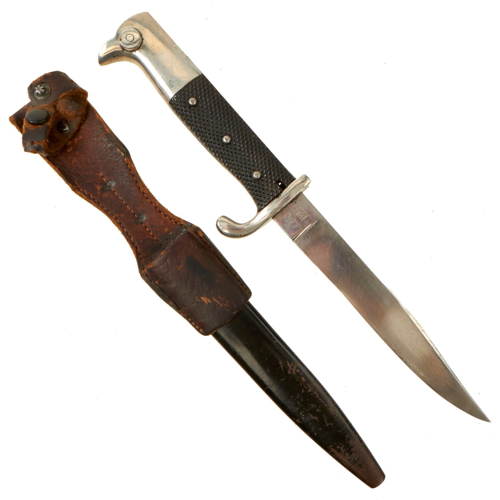 Buy Original Imperial German WWI Cutdown Kurzes Seitengewehr M1898/05 Dress Bayonet by WKC Turned into Fighting Knife with Scabbard & Frog | Original Firearms Antique For Sale