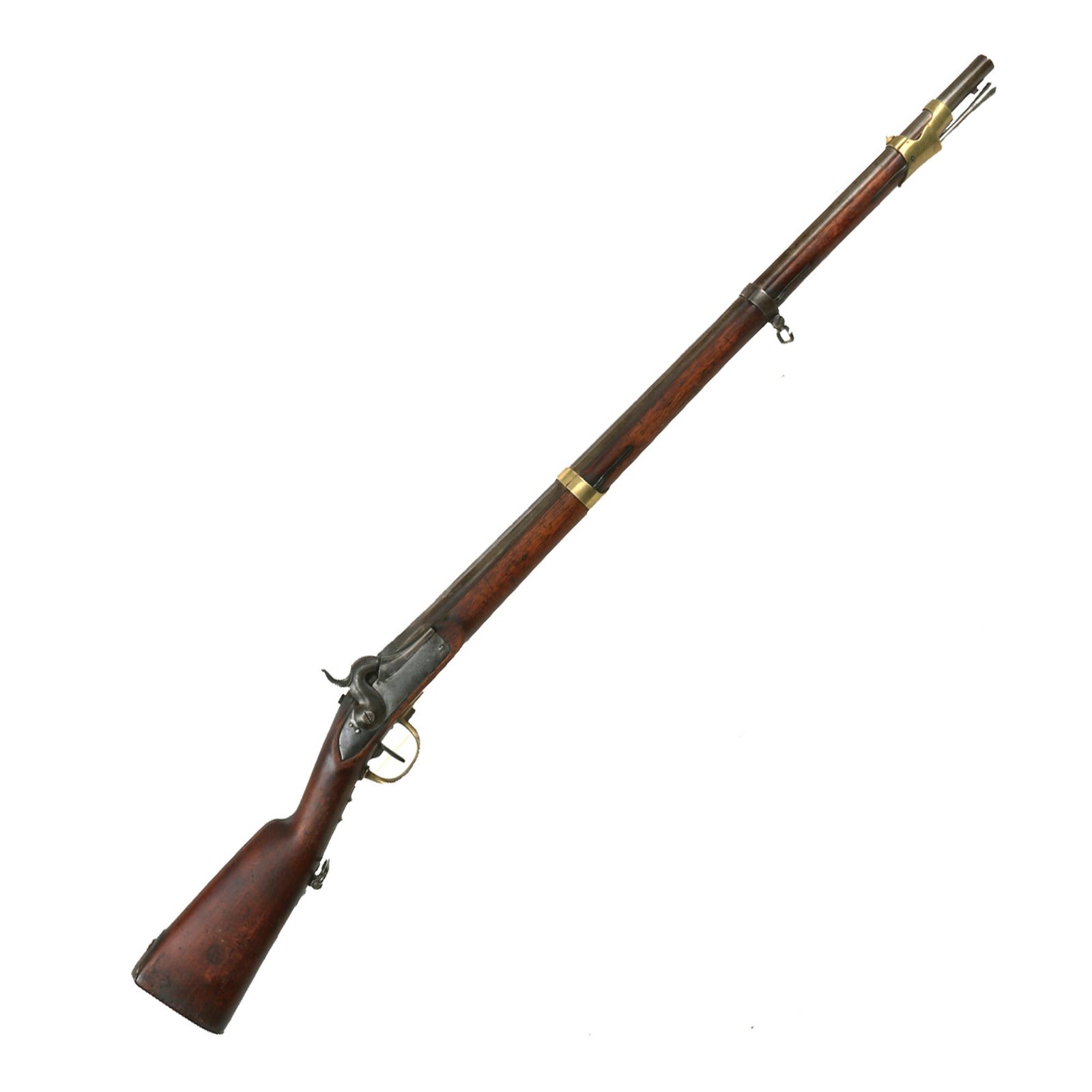 Buy Original U.S. Civil War Era Swiss Model 1842 Smoothbore Percussion Musket by Auguste Francotte of Liège - Serial 72 | Original Firearms Antique For Sale