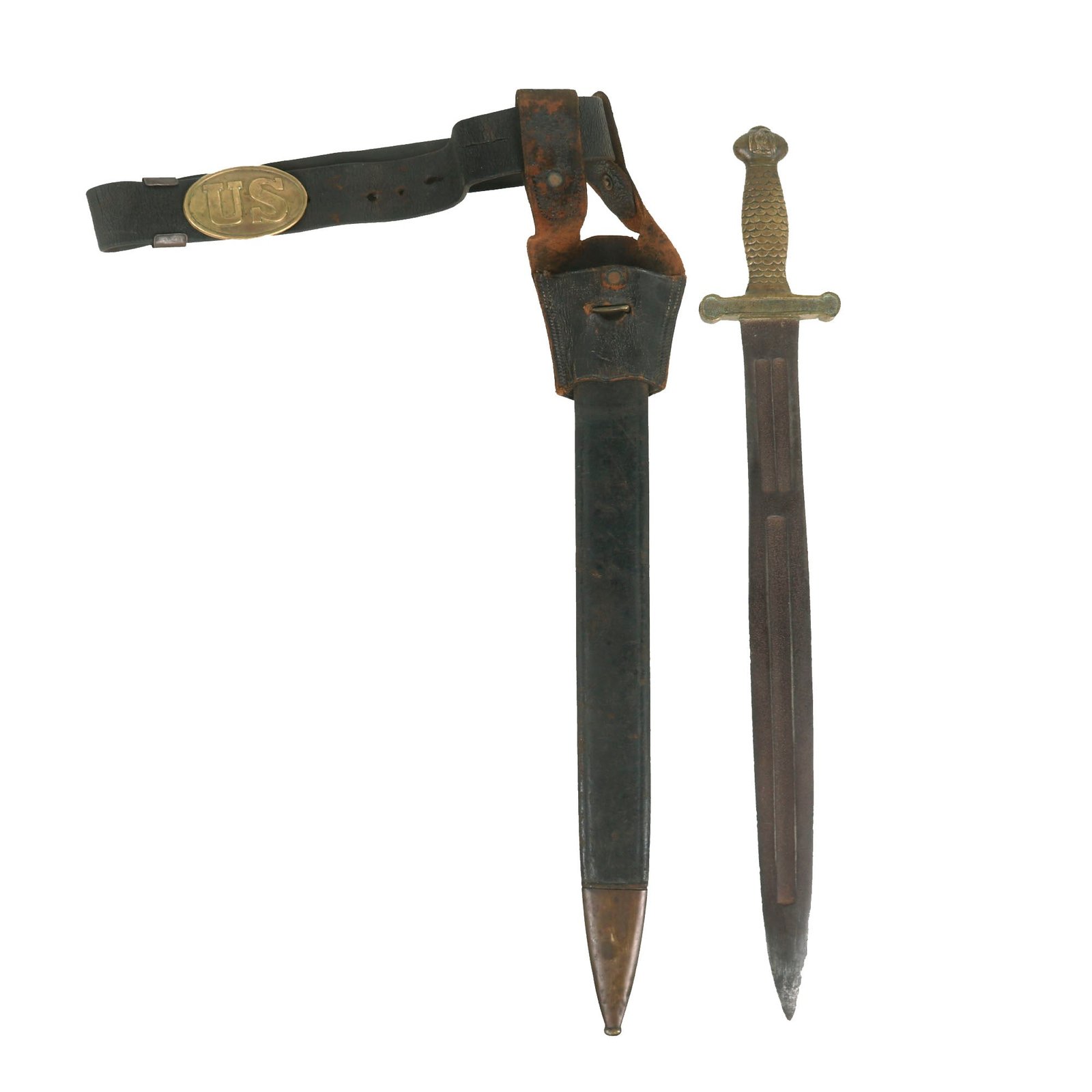 Buy Original U.S. Civil War French Made Model 1832 Artillery Short Sword with Scabbard, Frog and Belt With Buckle - French Model 1816 | Original Firearms Antique For Sale