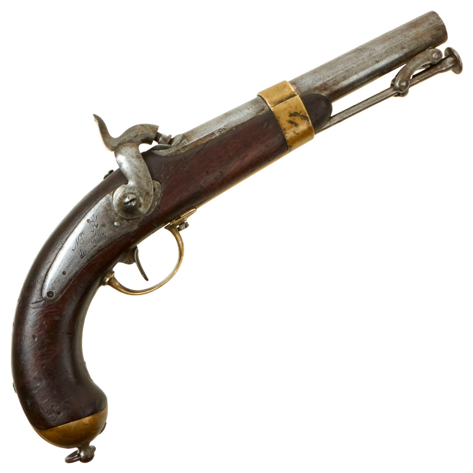 Buy Original French Modèle 1837 Navy Percussion Pistol made at Tulle Arsenal with Belt Hook | Original Firearms Antique For Sale