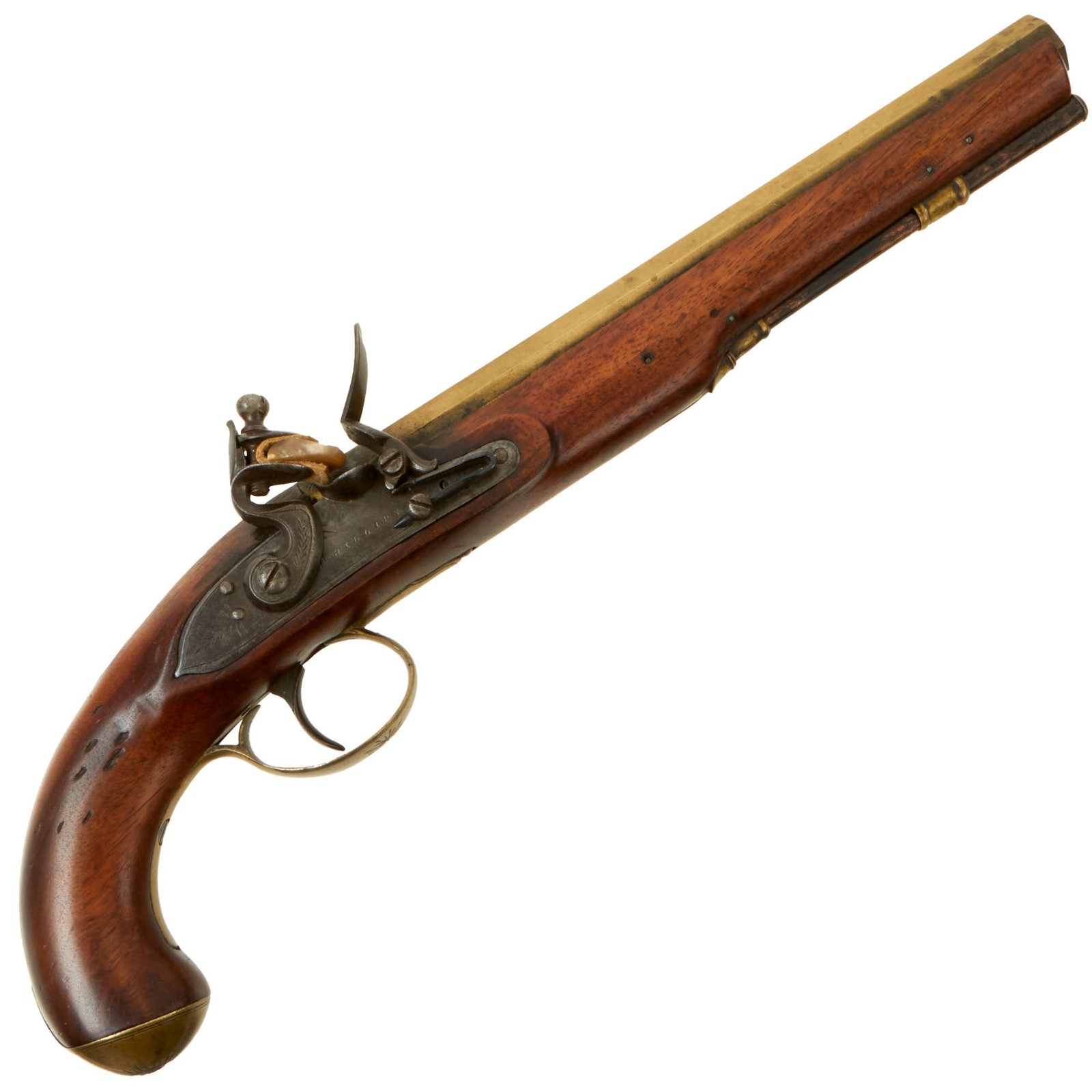 Buy Original British Napoleonic Officer's Brass Mounted Flintlock Pistol by Phillips of London with Brass Barrel - Circa 1813 | Original Firearms Antique For Sale