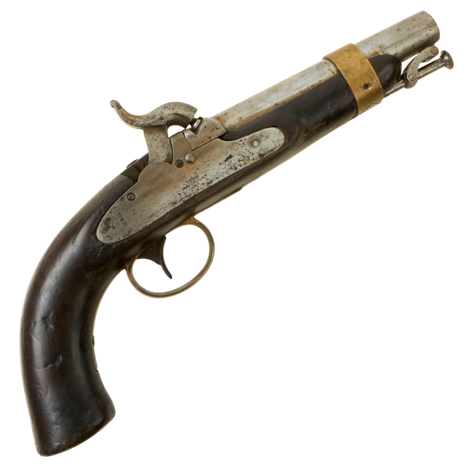 Buy Original U.S. Civil War Era Model 1842 Internal Hammer Naval Percussion Pistol by N.P. Ames - dated 1845 | Original Firearms Antique For Sale
