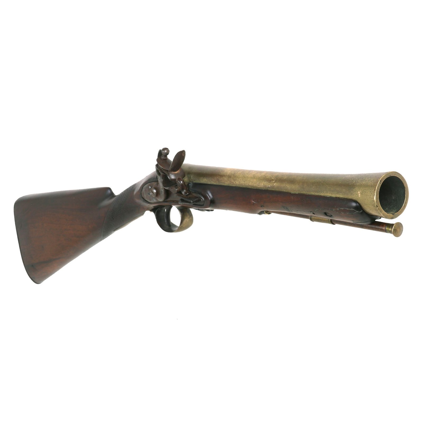 Buy Original British Brass Barrel Flintlock Coaching Blunderbuss with Birmingham Proof Marks - circa 1820 | Original Firearms Antique For Sale