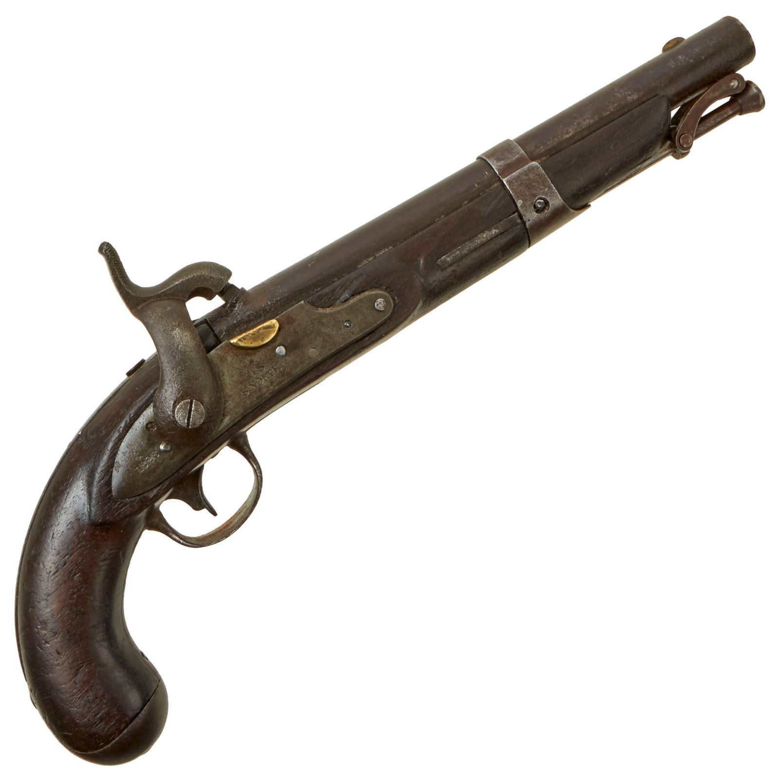 Buy Original U.S. M-1826 Flintlock Navy Belt Pistol Converted to Percussion by Simeon North - dated 1828 | Original Firearms Antique For Sale