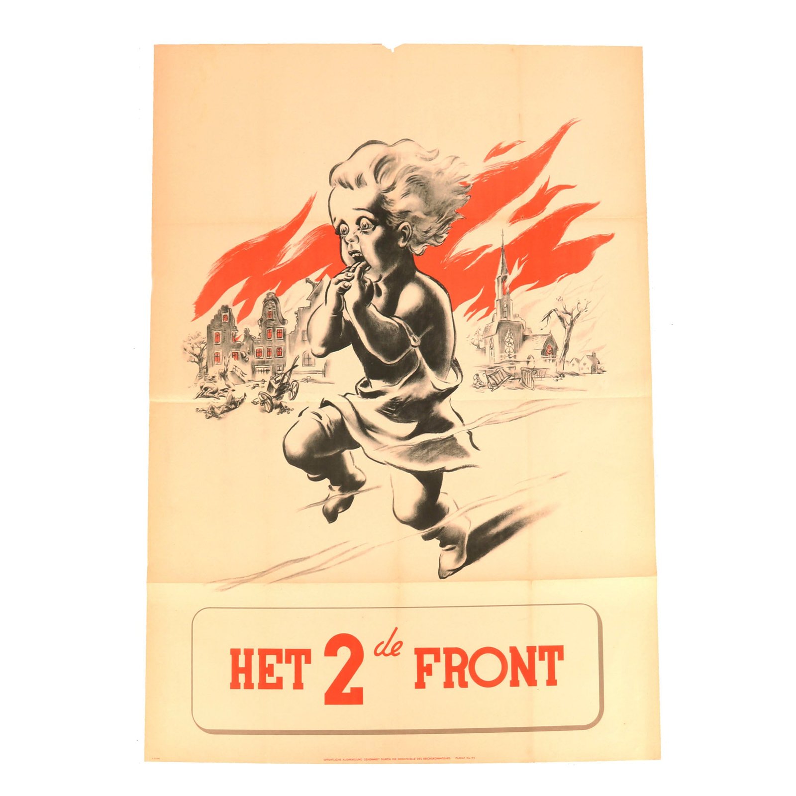 Buy Original German WWII Occupied Dutch The Second Front Little Girl Scorched Earth Propaganda Poster - 32" x 43” | Original Firearms Antique For Sale