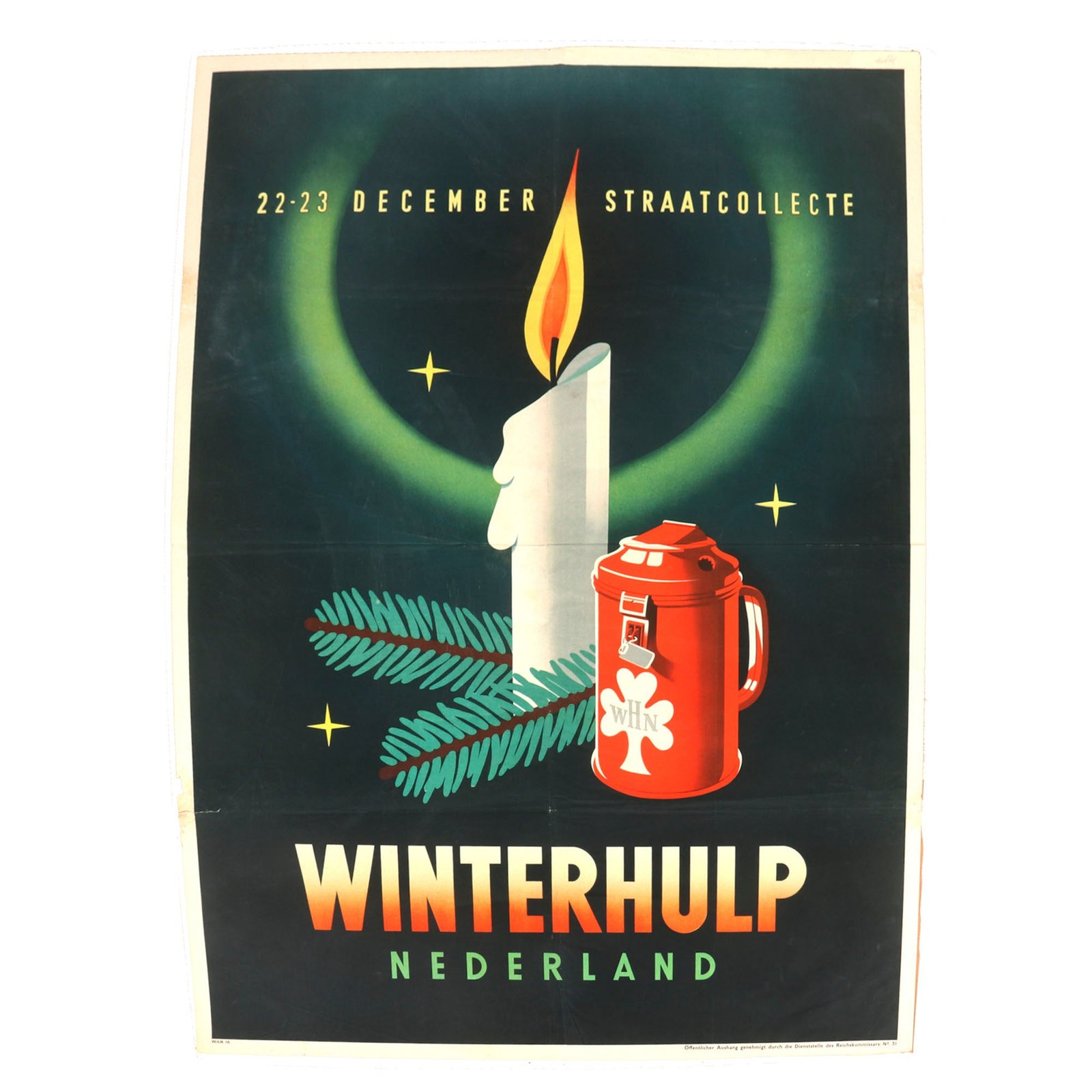 Buy Original German WWII Dutch Occupation Winterhulp Nederland WHN Propaganda Poster - 33" x 45” | Original Firearms Antique For Sale