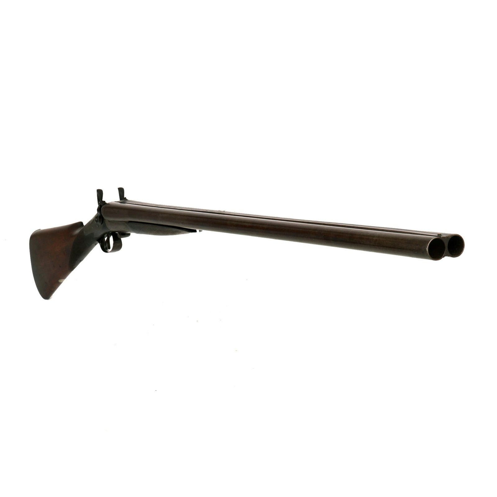 Buy Original British 11 Gauge Double Barrel Side Lever Hammer Shotgun by William Moore & Co. of London - circa 1870 | Original Firearms Antique For Sale