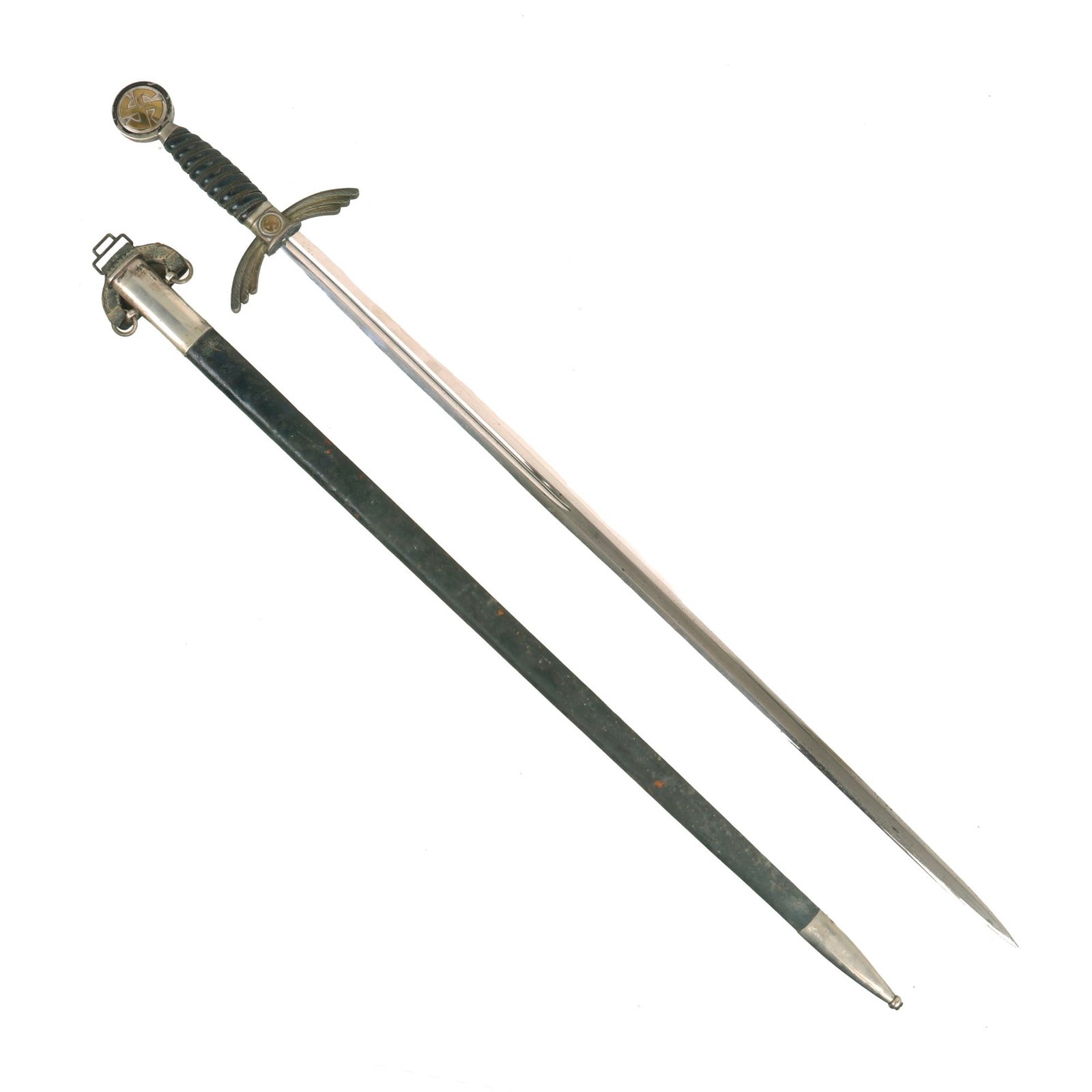 Buy Original German WWII Early Luftwaffe Officer Sword by SMF with Scabbard - Nickel Plated Blade | Original Firearms Antique For Sale