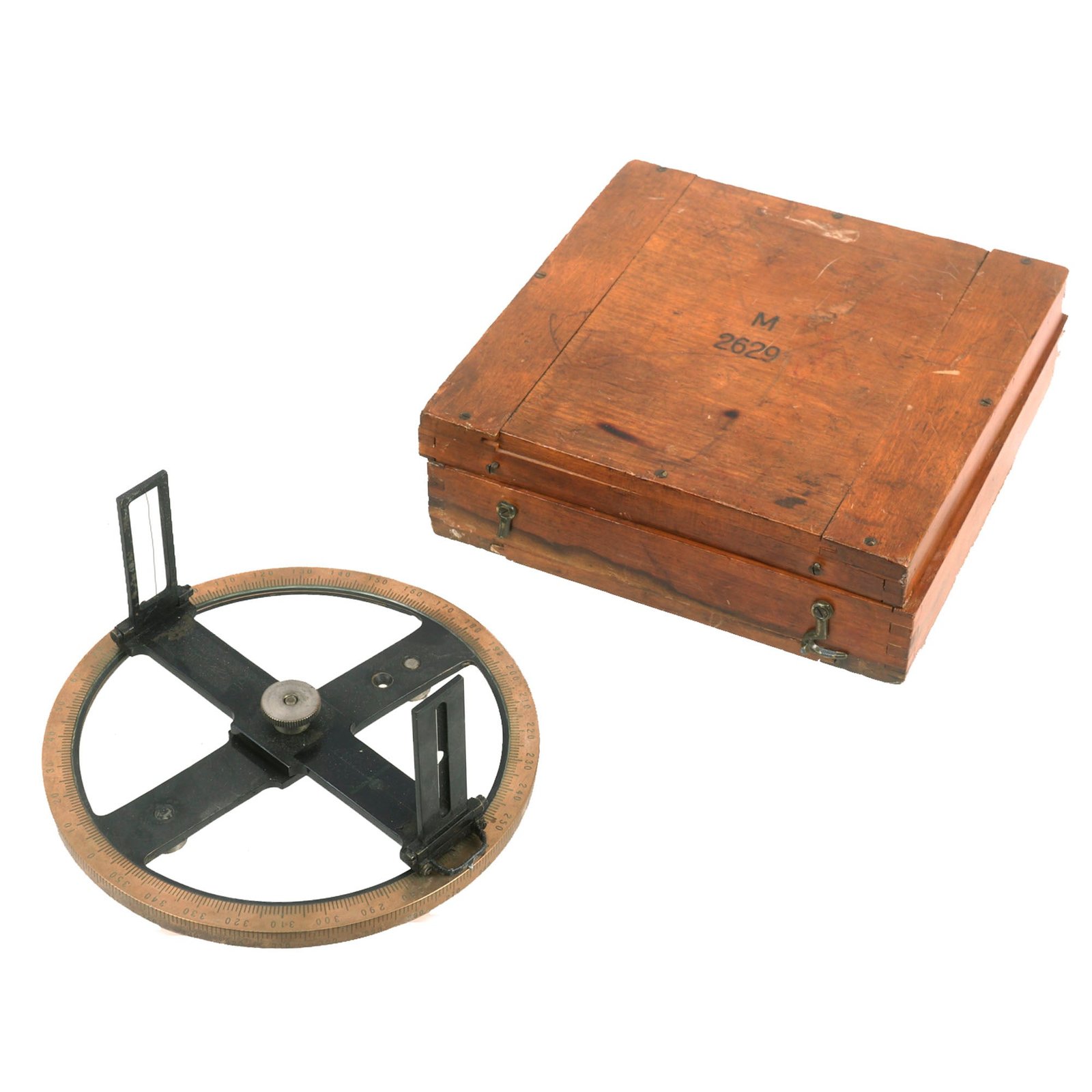 Buy Original German WWII Kriegsmarine Navy Brass Navigational Compass Sight by Nautische Werkstätten in Wooden Case | Original Firearms Antique For Sale