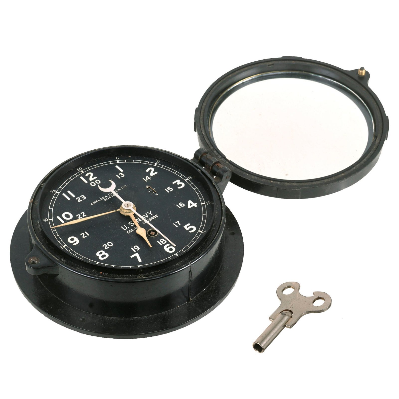 Buy Original U.S. WWII US Navy 24 Hour Ship’s Clock by the Chelsea Clock Company | Original Firearms Antique For Sale