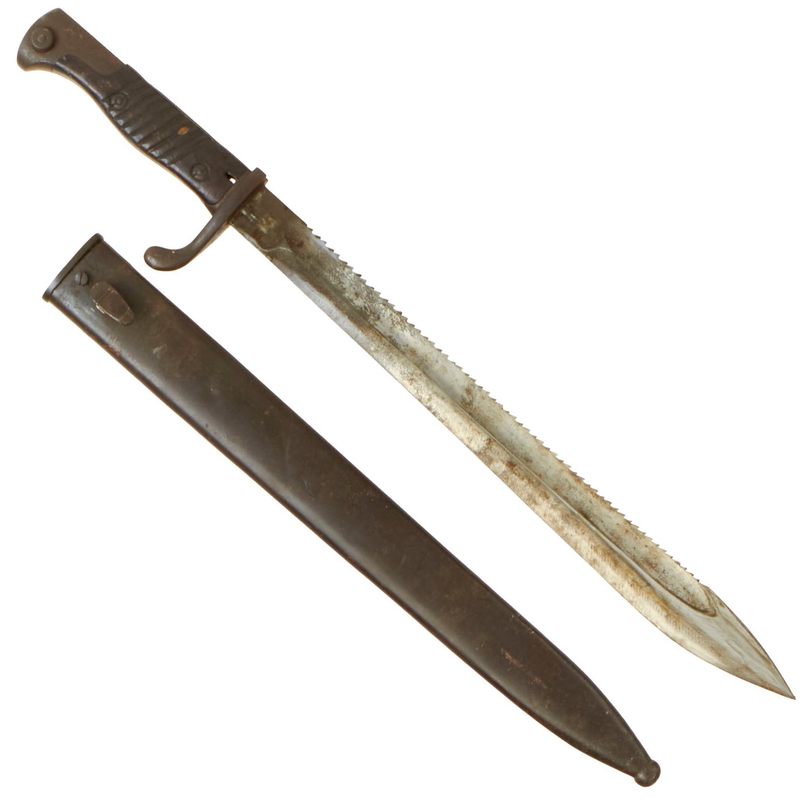 Buy Original German WWI M1898/05 n/A Butcher Sawback Bayonet by Frister and Rossmann with Scabbard | Original Firearms Antique For Sale