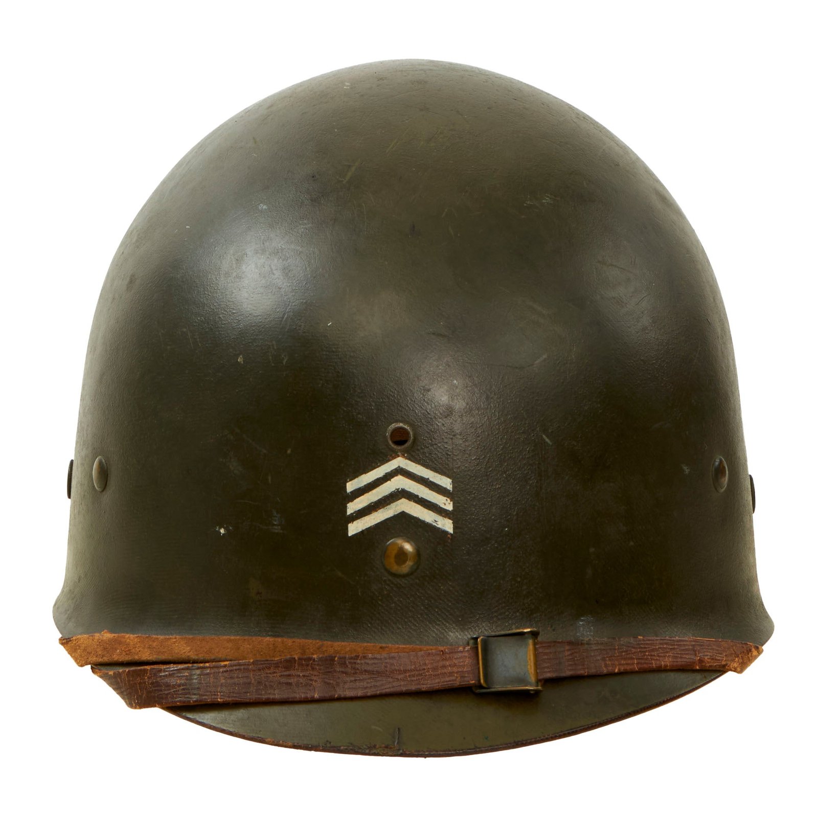 Buy Original U.S. WWII 781st Tank Battalion Sergeant’s M1 Helmet Liner by Firestone with Initials & Travel Diary - Camp de Bitche | Original Firearms Antique For Sale