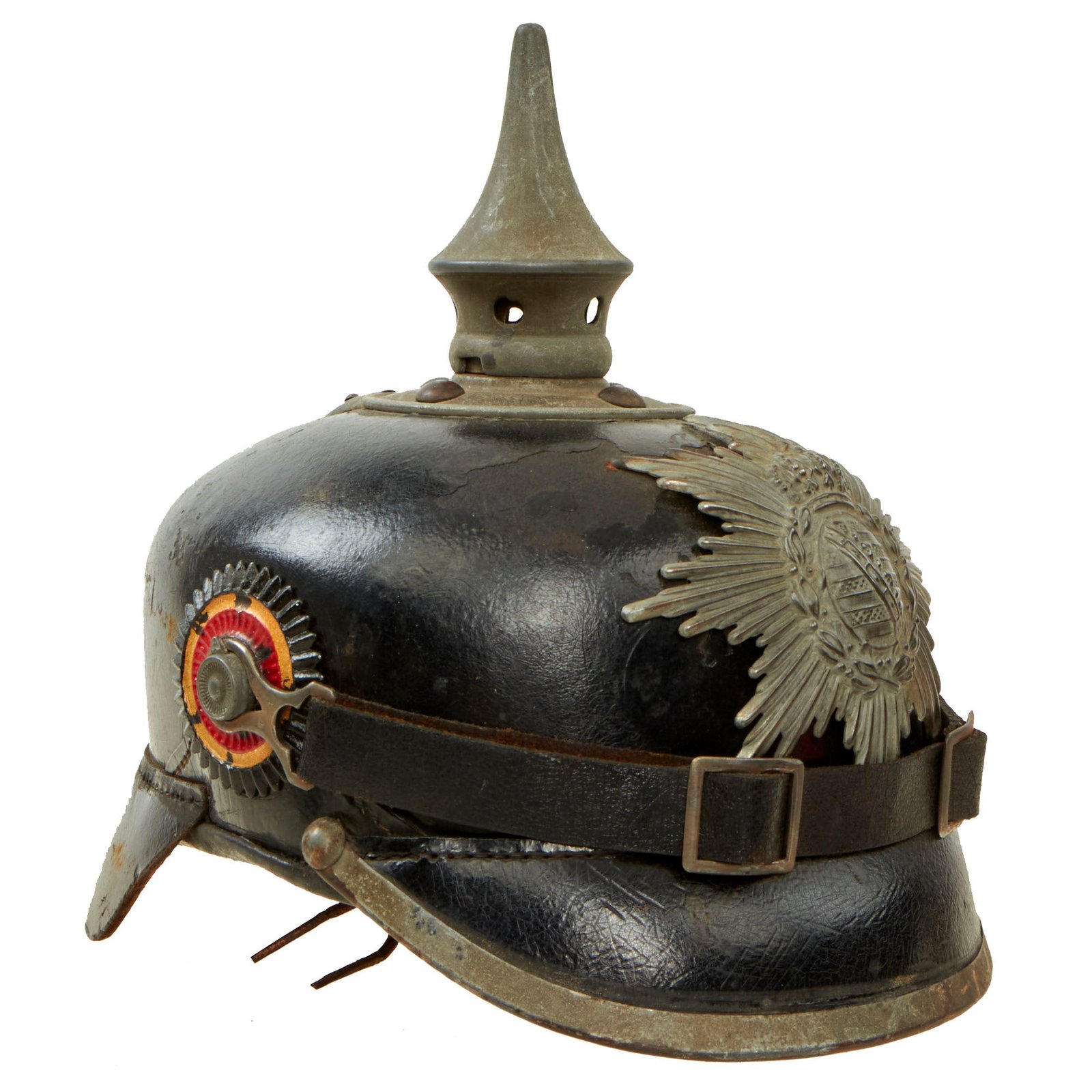 Buy Original Imperial German WWI Kingdom of Saxony M1915 Infantry EM/NCO Pickelhaube Spiked Helmet by J. G. Lieb, Biberach | Original Firearms Antique For Sale