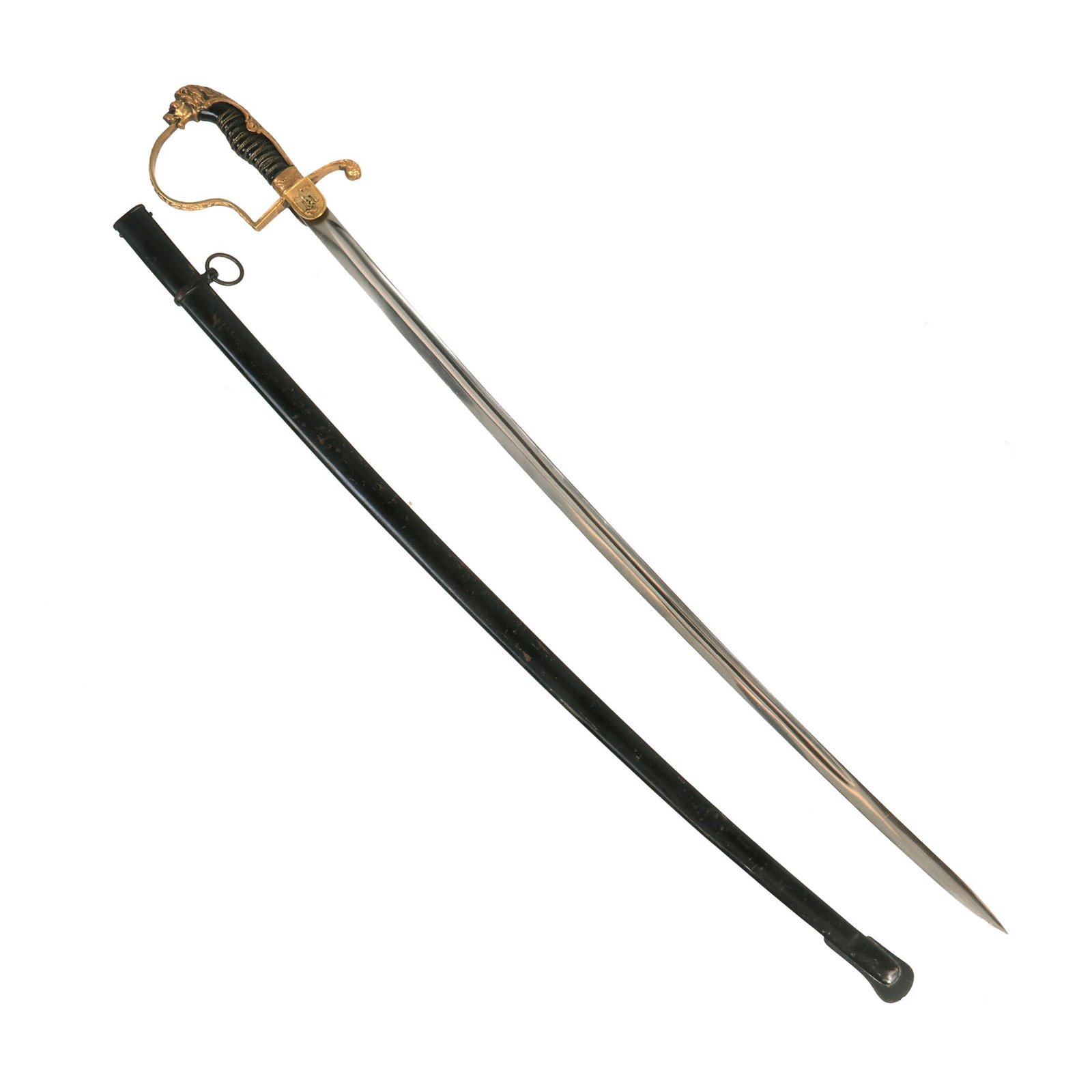 Buy Original German WWII Army Heer Officer's Lion Head Sword by WKC Waffenfabrik with Steel Scabbard | Original Firearms Antique For Sale