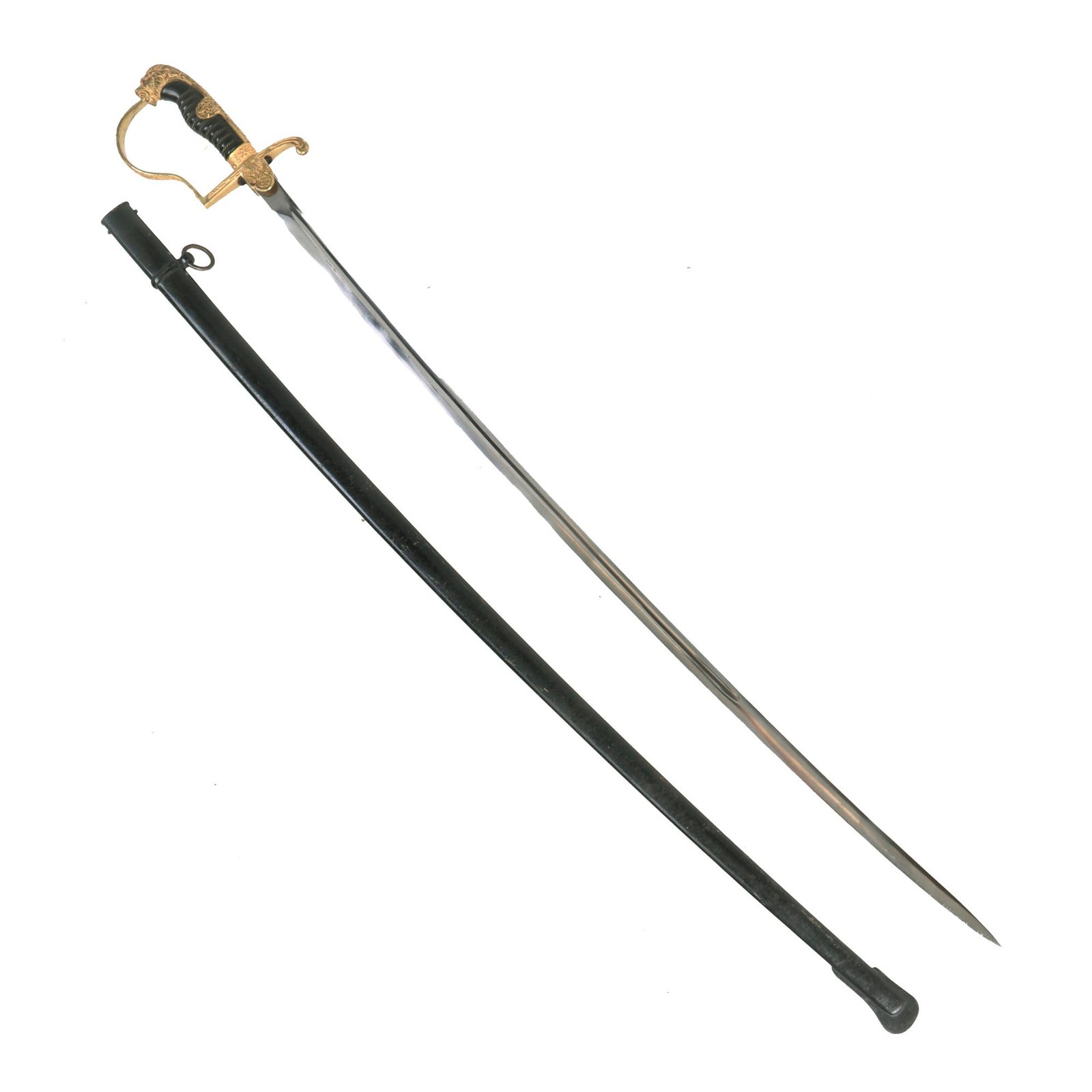 Buy Original German WWII Officer's Lion Head Sword with Scabbard by ALCOSO of Solingen circa 1940 - 1943 | Original Firearms Antique For Sale