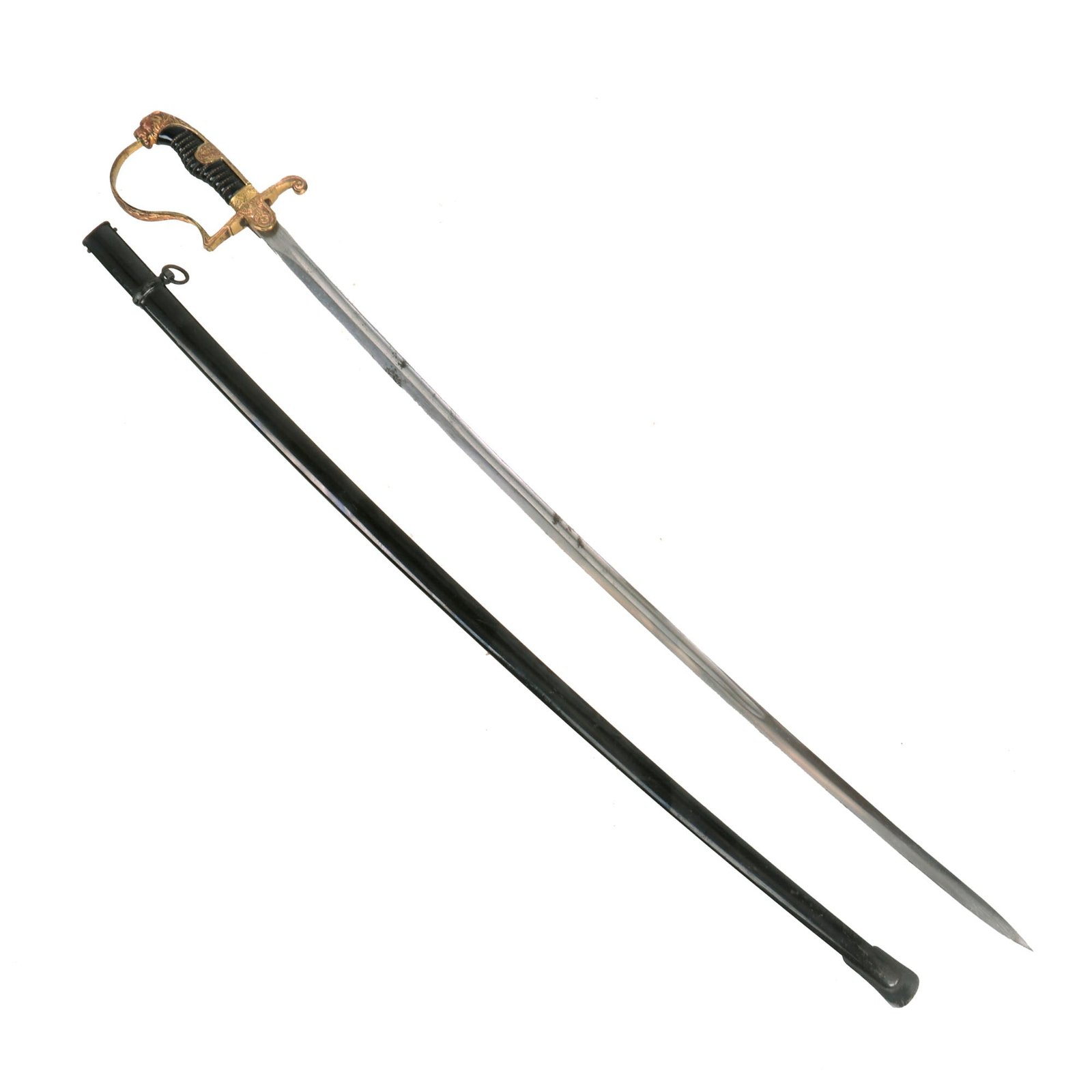 Buy Original German WWII Army Officers Lion Head Sword by Richard Abr. Herder of Solingen with Scabbard | Original Firearms Antique For Sale