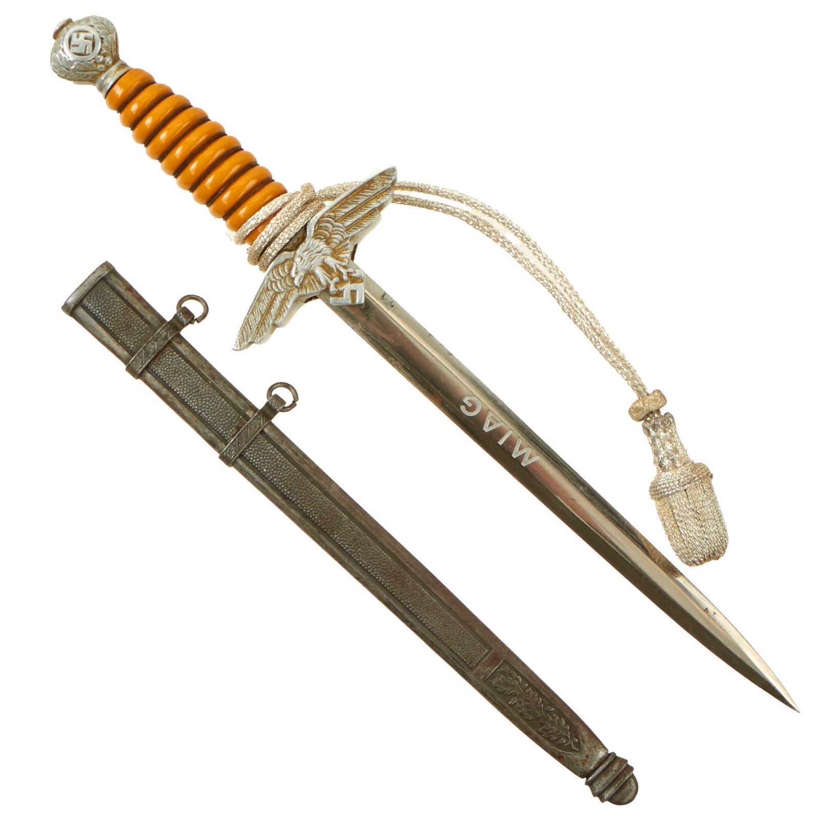 Buy Original WWII German Miniature "Salesman's Sample" 2nd Model Luftwaffe Dagger by SMF with Scabbard & Portepee | Original Firearms Antique For Sale