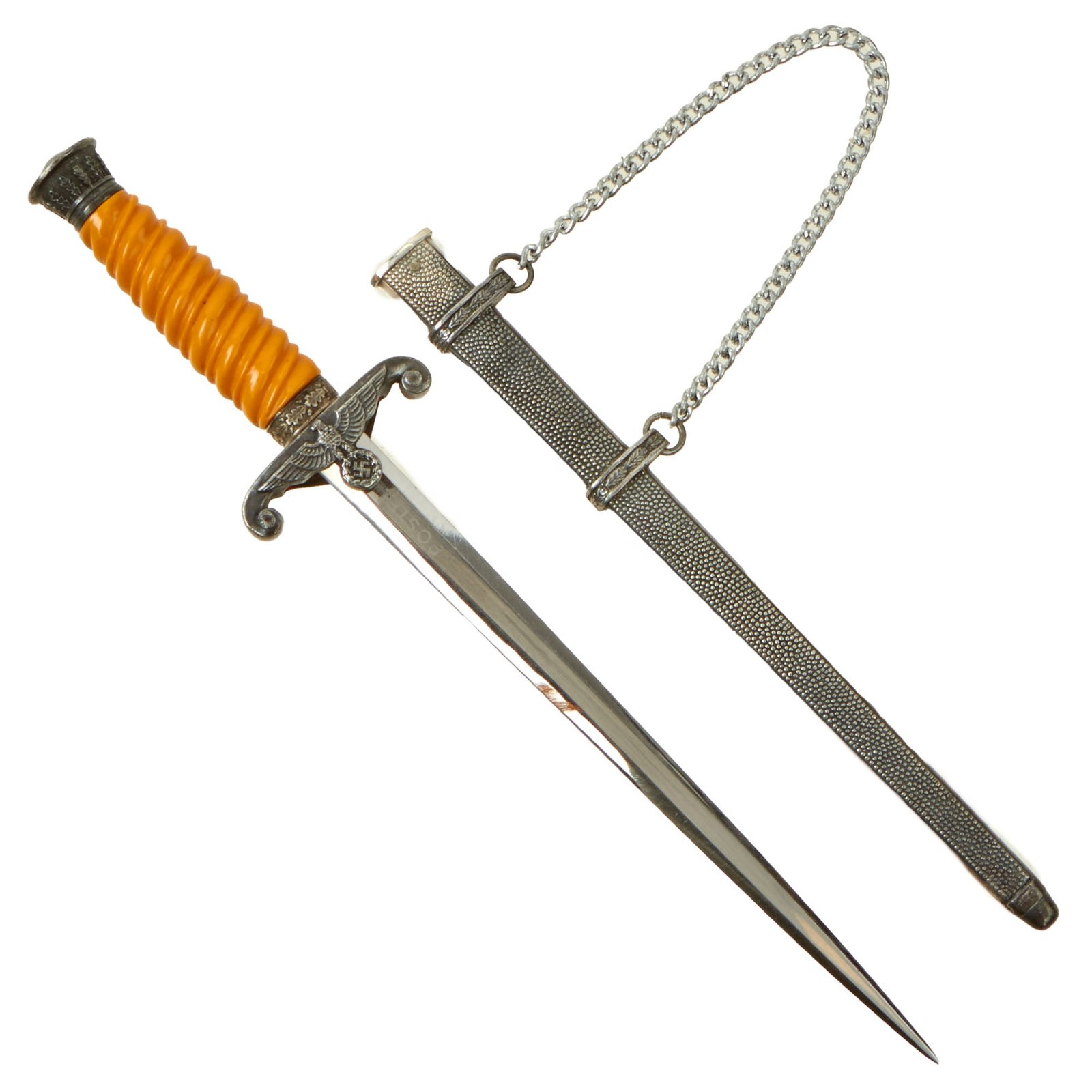 Buy Original German WWII Miniature Salesman's Sample Army Heer Officer Store Marked Dagger with Nickel Plated Blade & Scabbard | Original Firearms Antique For Sale
