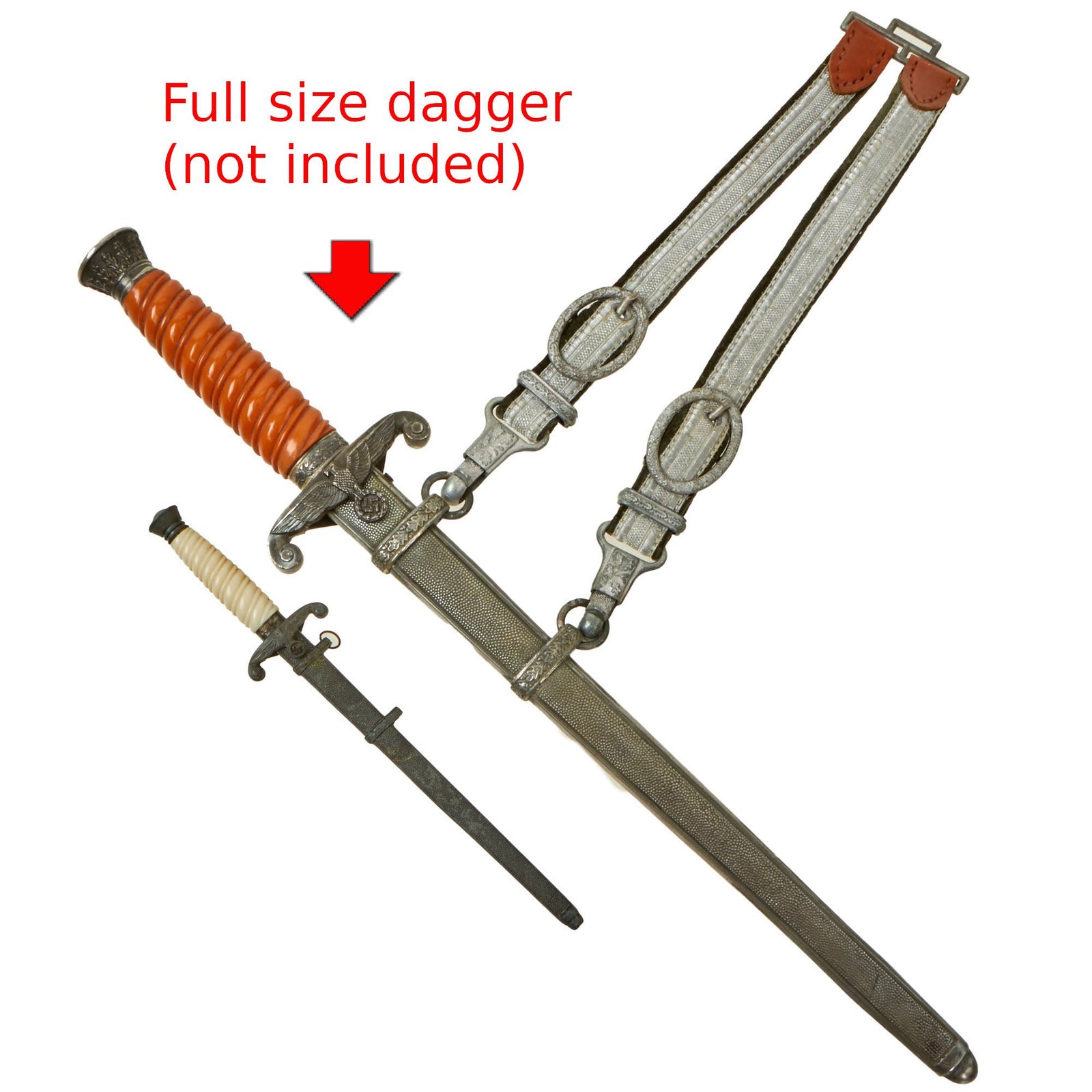 Buy Original German WWII Miniature Salesman's Sample Army Heer Officer Dagger with Nickel Plated Blade & Scabbard | Original Firearms Antique For Sale