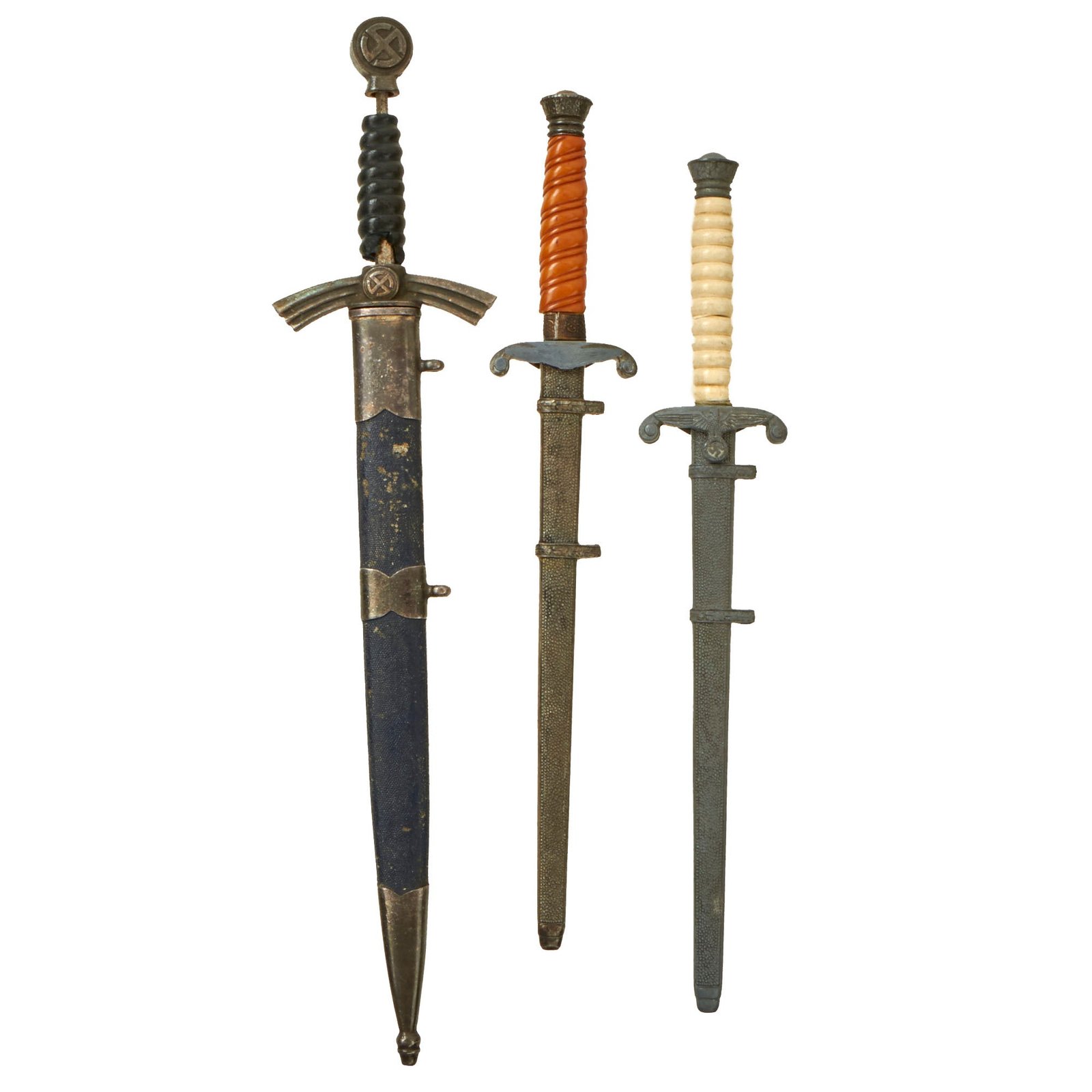 Buy Original German WWII Lot of 3 Damaged Miniature Dagger Letter Openers - One 1st Model Luftwaffe & Two Heer | Original Firearms Antique For Sale