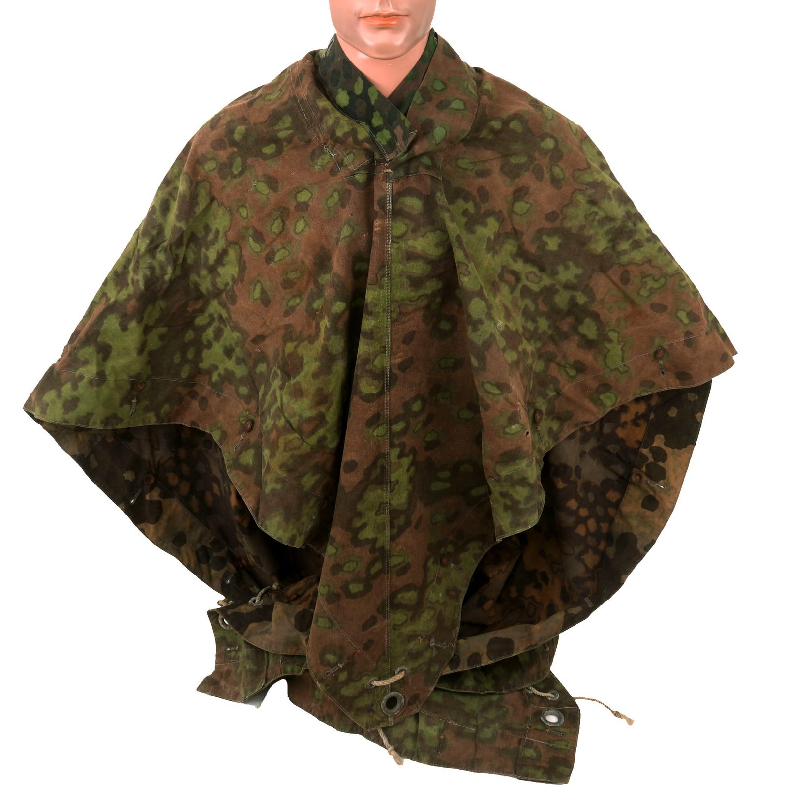 Buy Original Rare German WWII Waffen-SS Zeltbahn Tent Quarter & Poncho in Oak Pattern A Camouflage with Faded RBNr. Markings | Original Firearms Antique For Sale