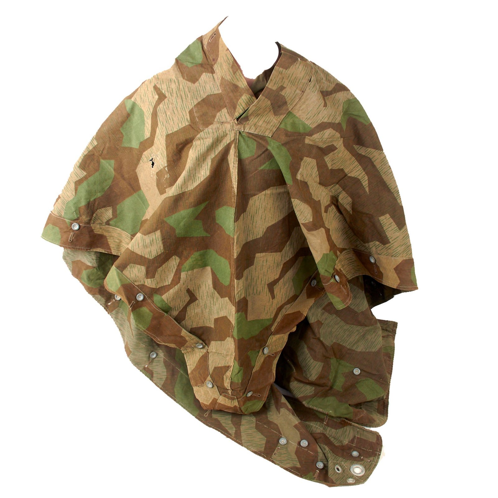 Original German WWII Zeltbahn Tent Quarter & Poncho in Splinter Pattern Reversible Camouflage - Not Marked