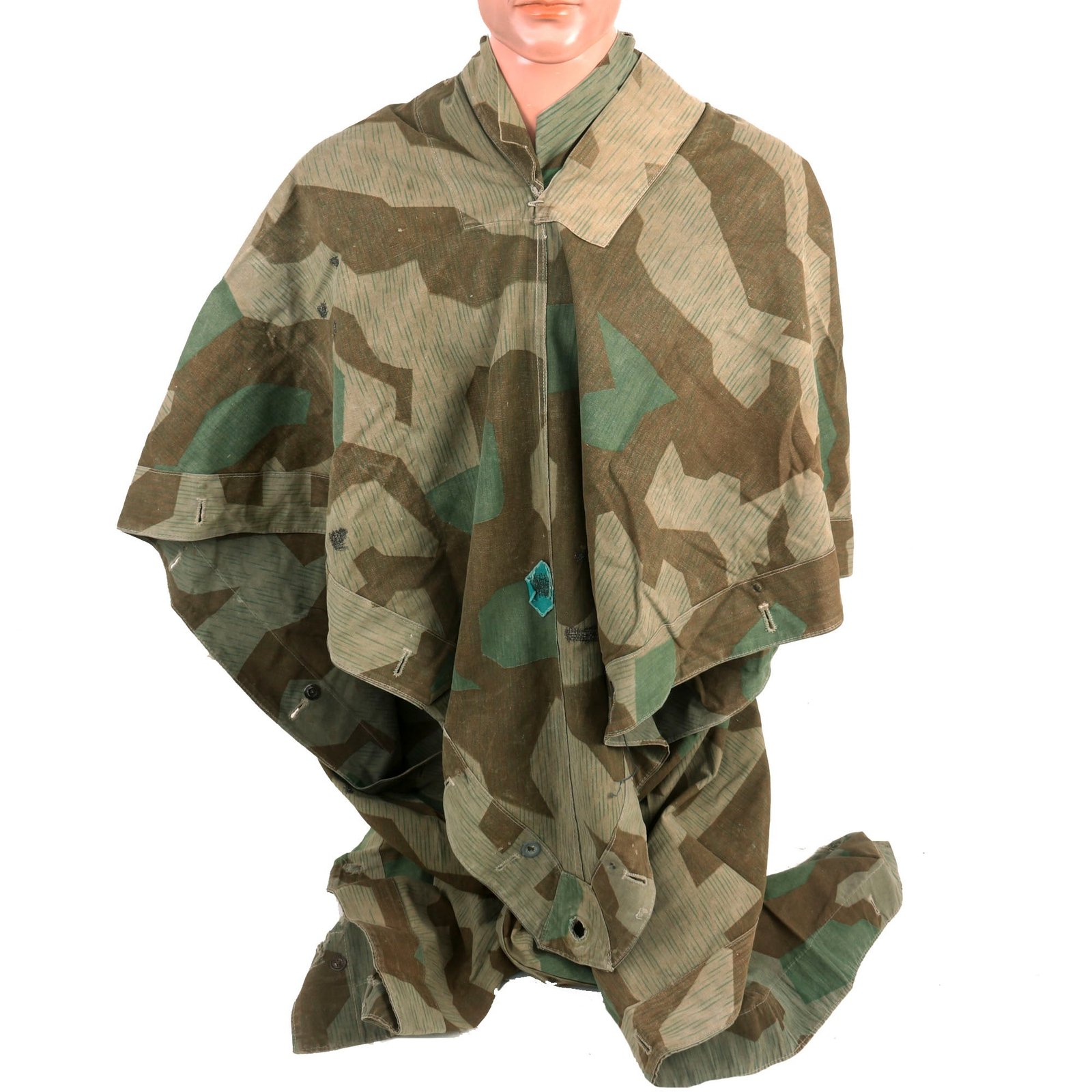 Buy Original German WWII 1941 Dated Service Used Zeltbahn Tent Quarter & Poncho in Splinter Camouflage by Weber & Ott with (2) Carry Straps | Original Firearms Antique For Sale