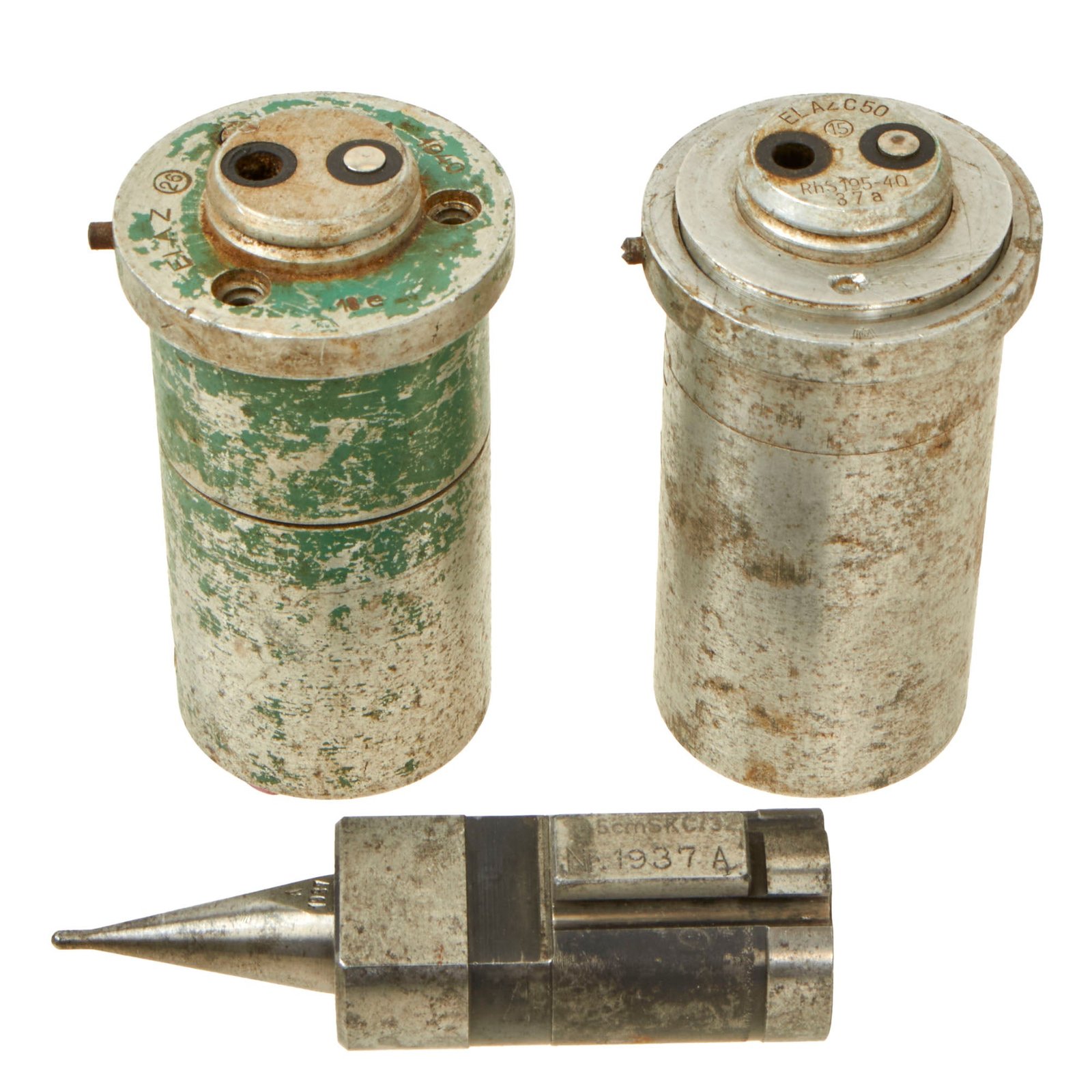 Buy Original German WWII Luftwaffe Set of 2 Electrical Impact Fuses and Firing Pin - Well Marked | Original Firearms Antique For Sale