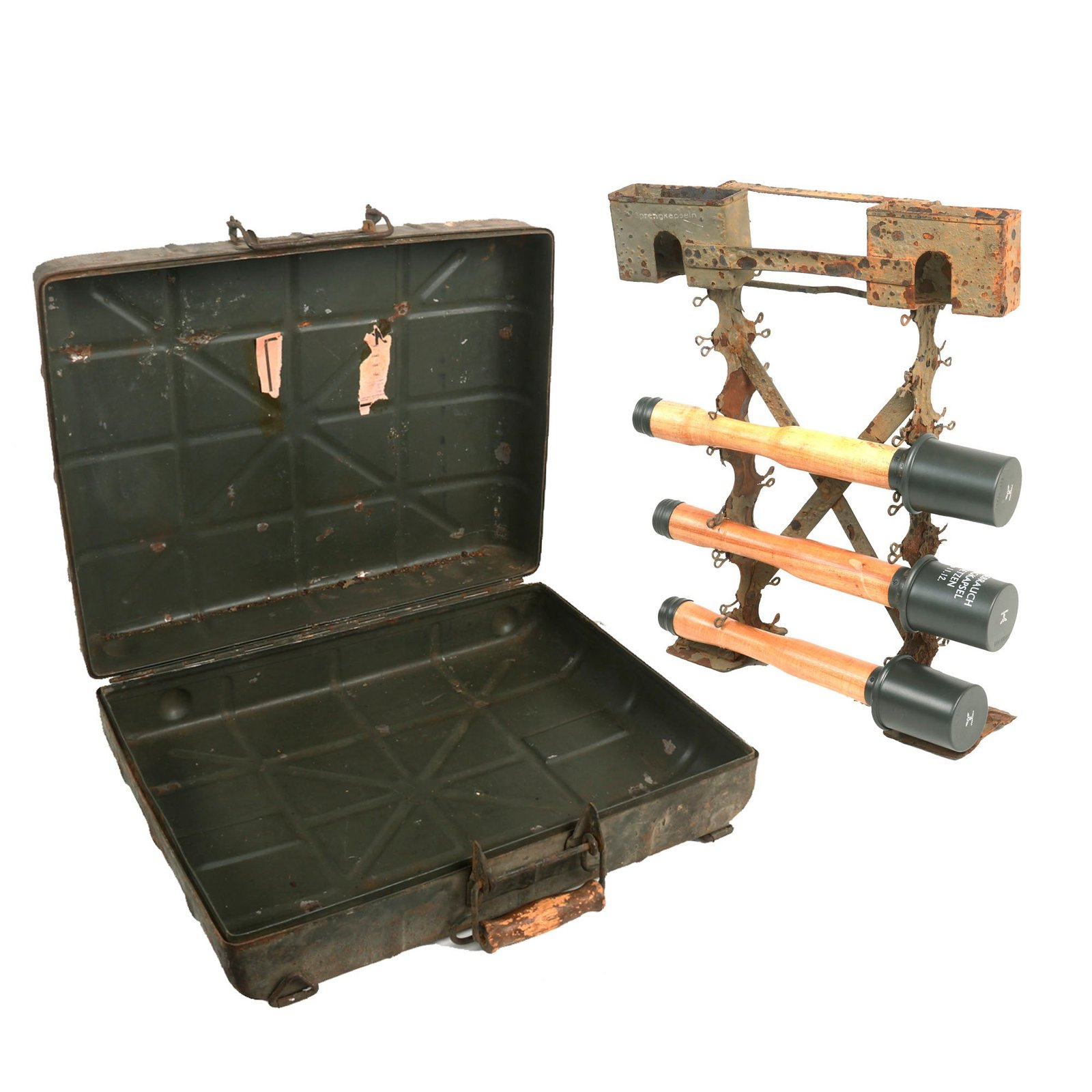Buy Original German WWII M24 Stick Grenade Case with Original Internal Rack and Three Replica Grenades | Original Firearms Antique For Sale
