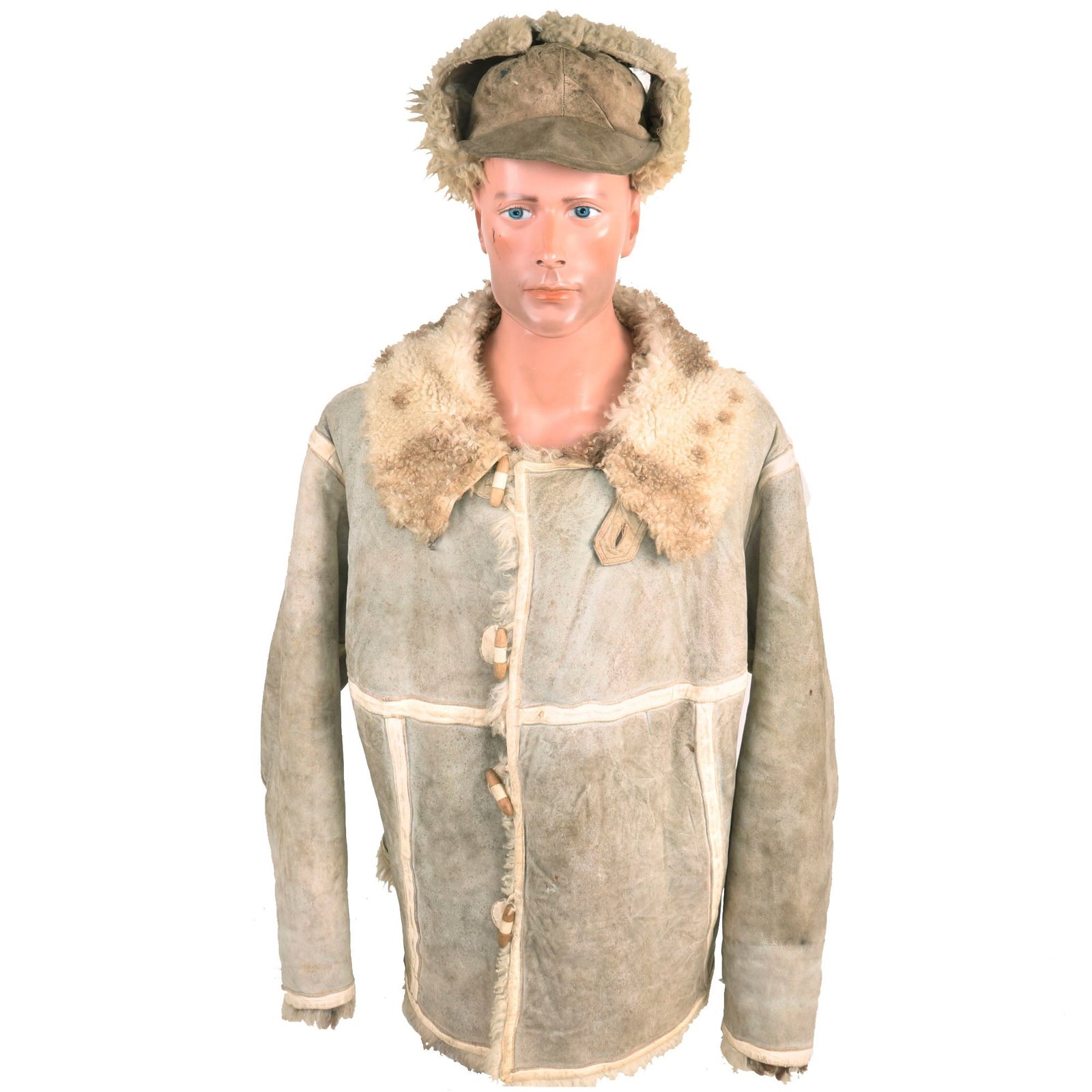 Buy Original German WWII Luftwaffe Fur-Lined Sheepskin Winter Parka with 56cm Pelzmütze M43 Winter Cap | Original Firearms Antique For Sale