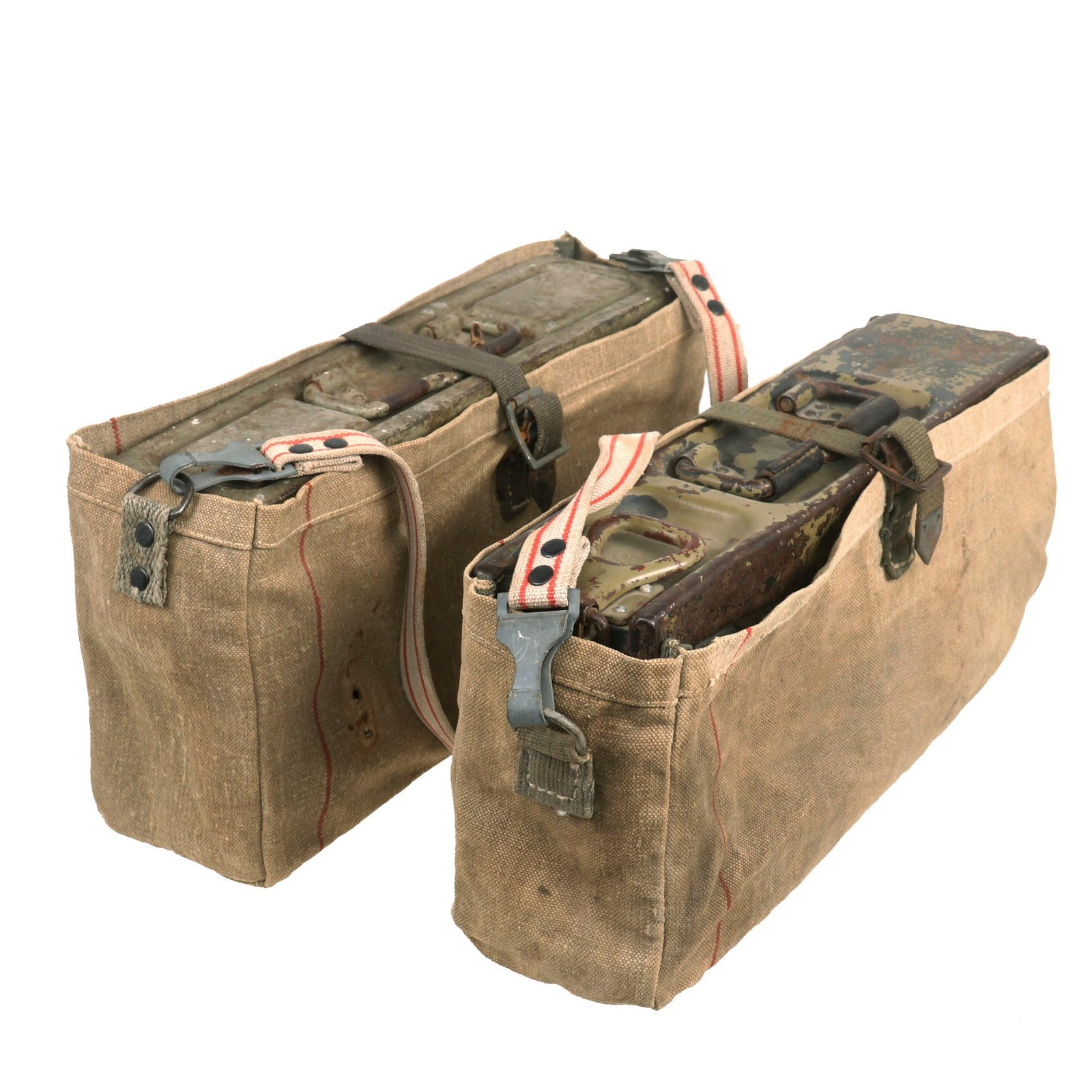 Buy Original Rare German WWII Late War MG34 / MG42 Ammunition Box Carrying Bag Set with Boxes | Original Firearms Antique For Sale