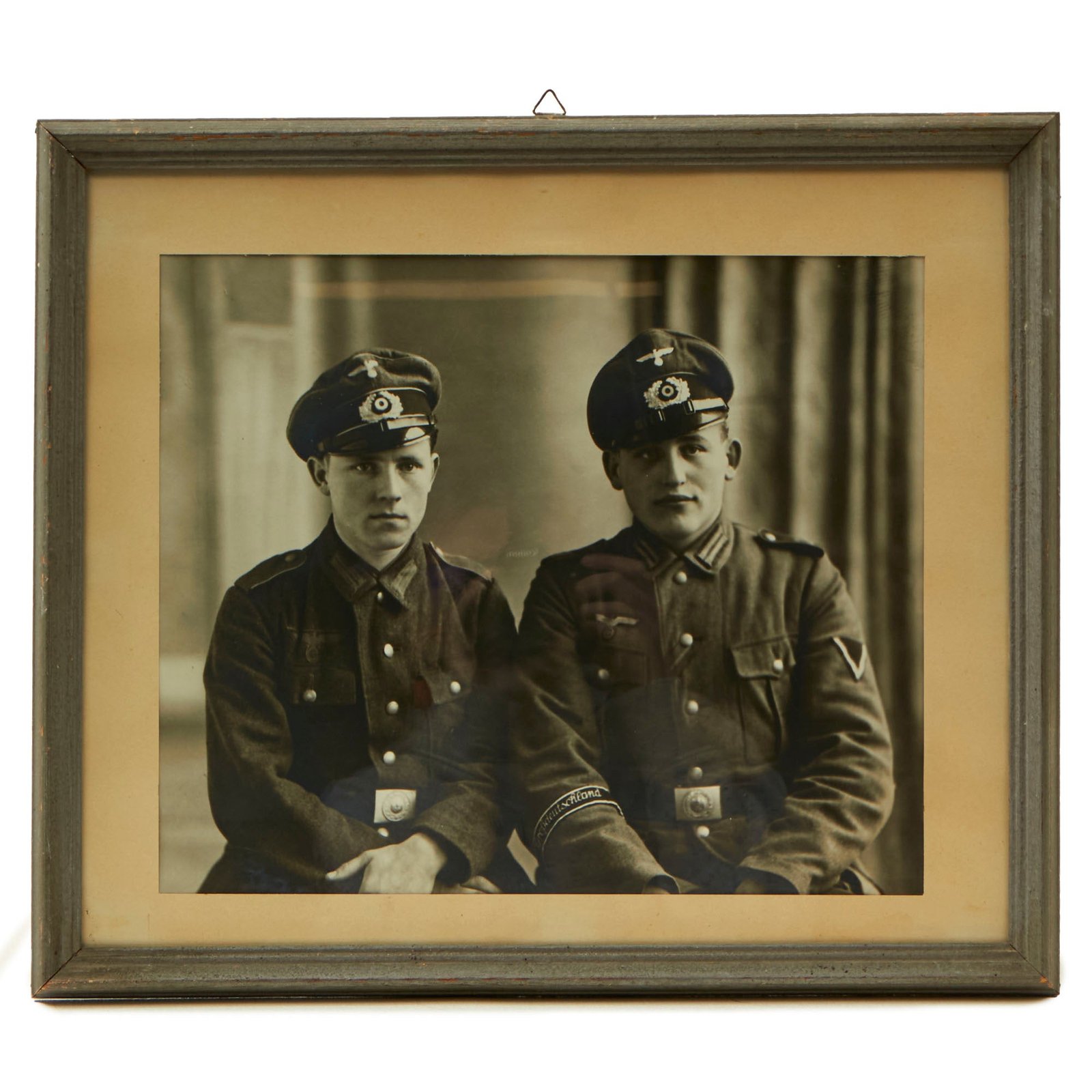 Buy Original German WWII Framed Portrait Photograph of Two Enlisted Heer Army Großdeutschland Division Soldiers - 16 3/4" x 14 1/2" | Original Firearms Antique For Sale