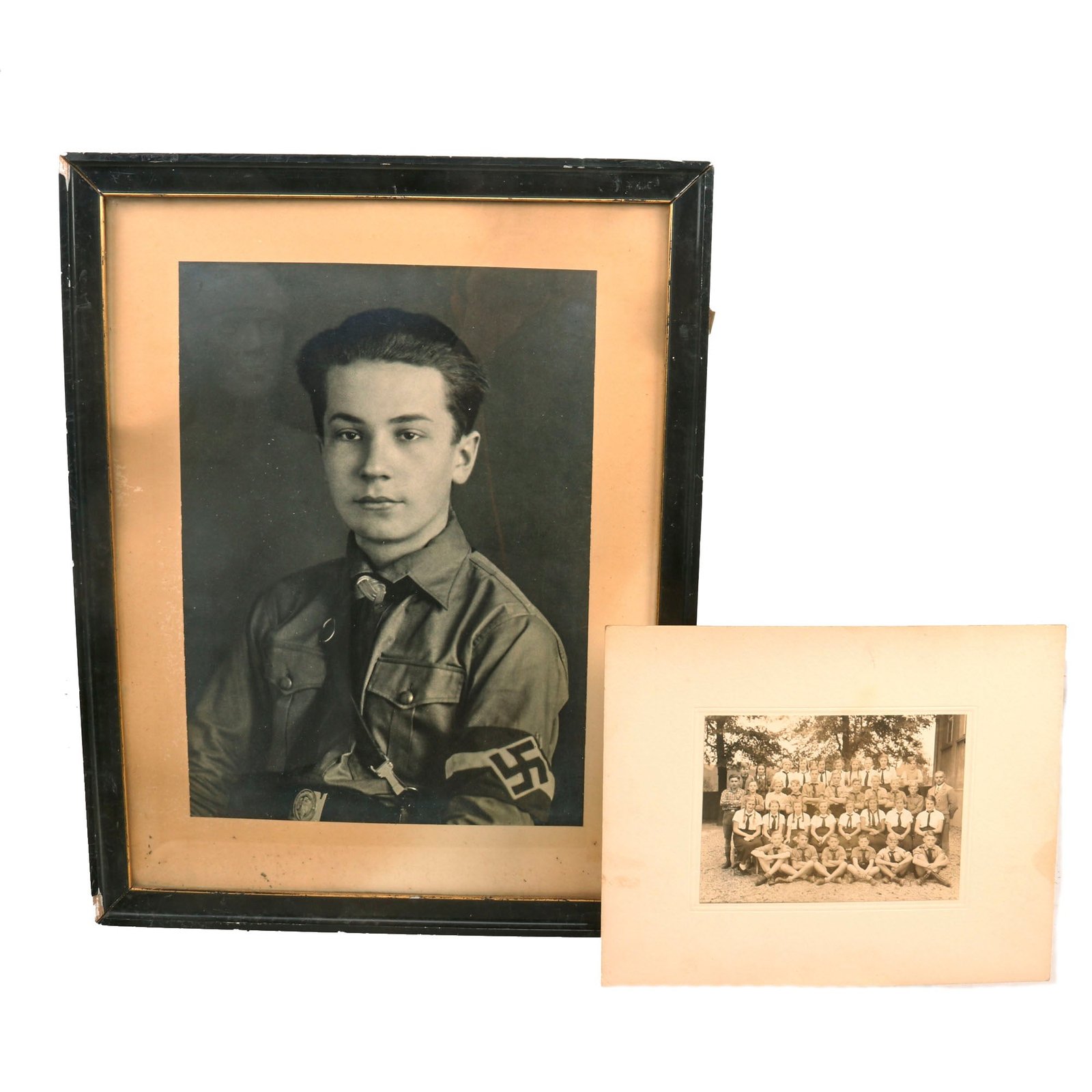 Buy Original German WWII National Socialist Youth Organization Group Photo and Large Personal Portrait Photo - 16 3/4" × 21" | Original Firearms Antique For Sale