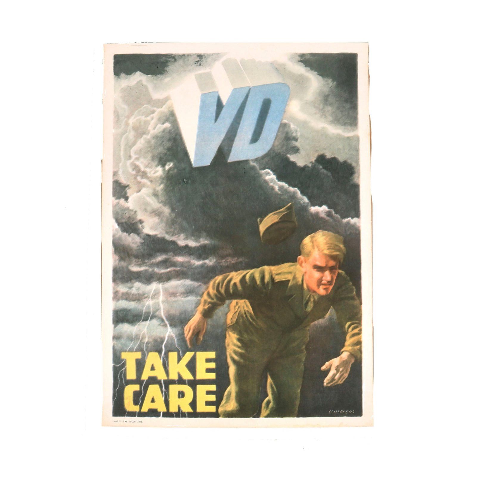 Buy Original U.S. WWII Venereal Disease Awareness Poster - Take Care VD - U.S. Civil Censorship Germany Stamp - 16¼ x 22½” | Original Firearms Antique For Sale