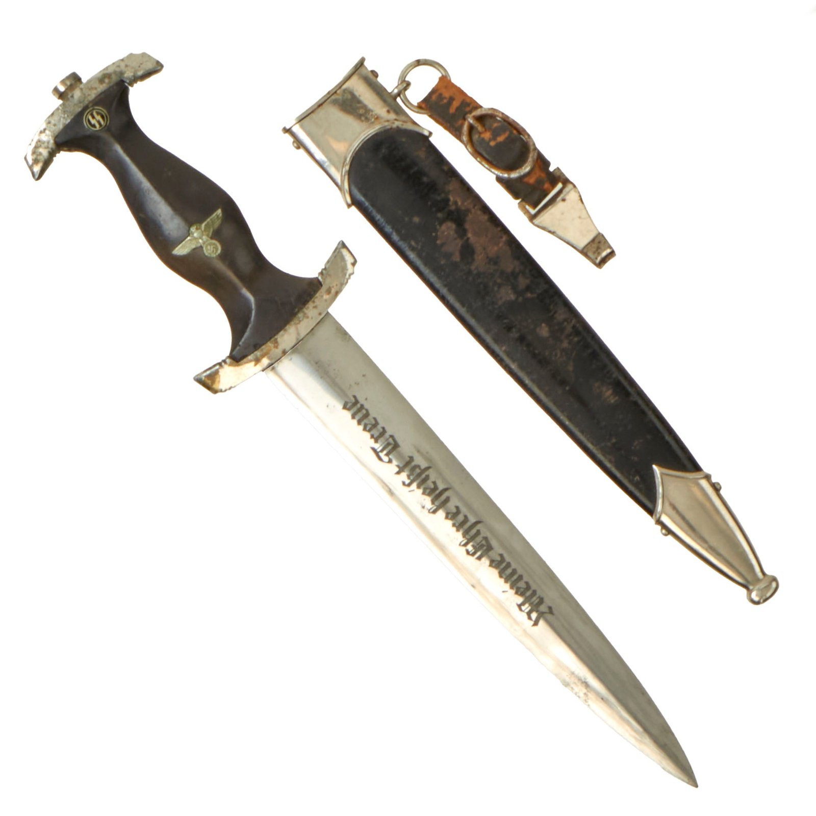 Buy Original German WWII Model 1933 SS Dagger by Lauterjung & Sohn Puma-Werk with Scabbard & Hanger - RZM 1052 / 38 ᛋᛋ | Original Firearms Antique For Sale