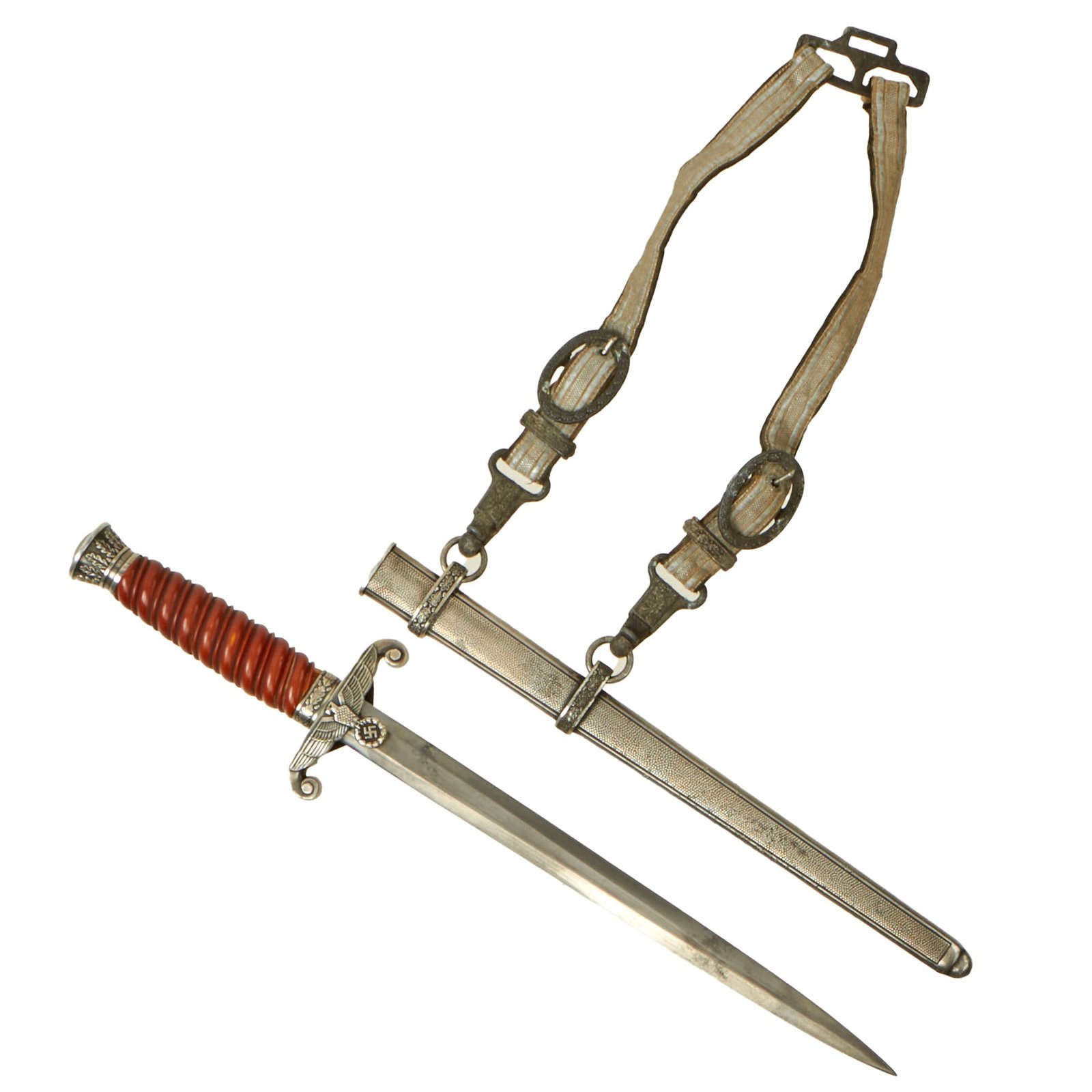 Buy Original German WWII Army Heer Officer Dagger with Scabbard & Hanger - Unmarked Blade | Original Firearms Antique For Sale