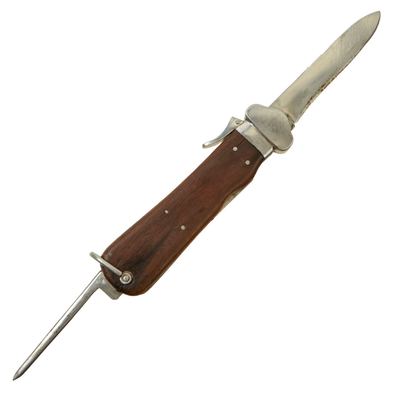 Buy Original German WWII Luftwaffe Gravity Knife by Rare Maker F. & A. Helbig with Modified Blade & Heavy Wear | Original Firearms Antique For Sale