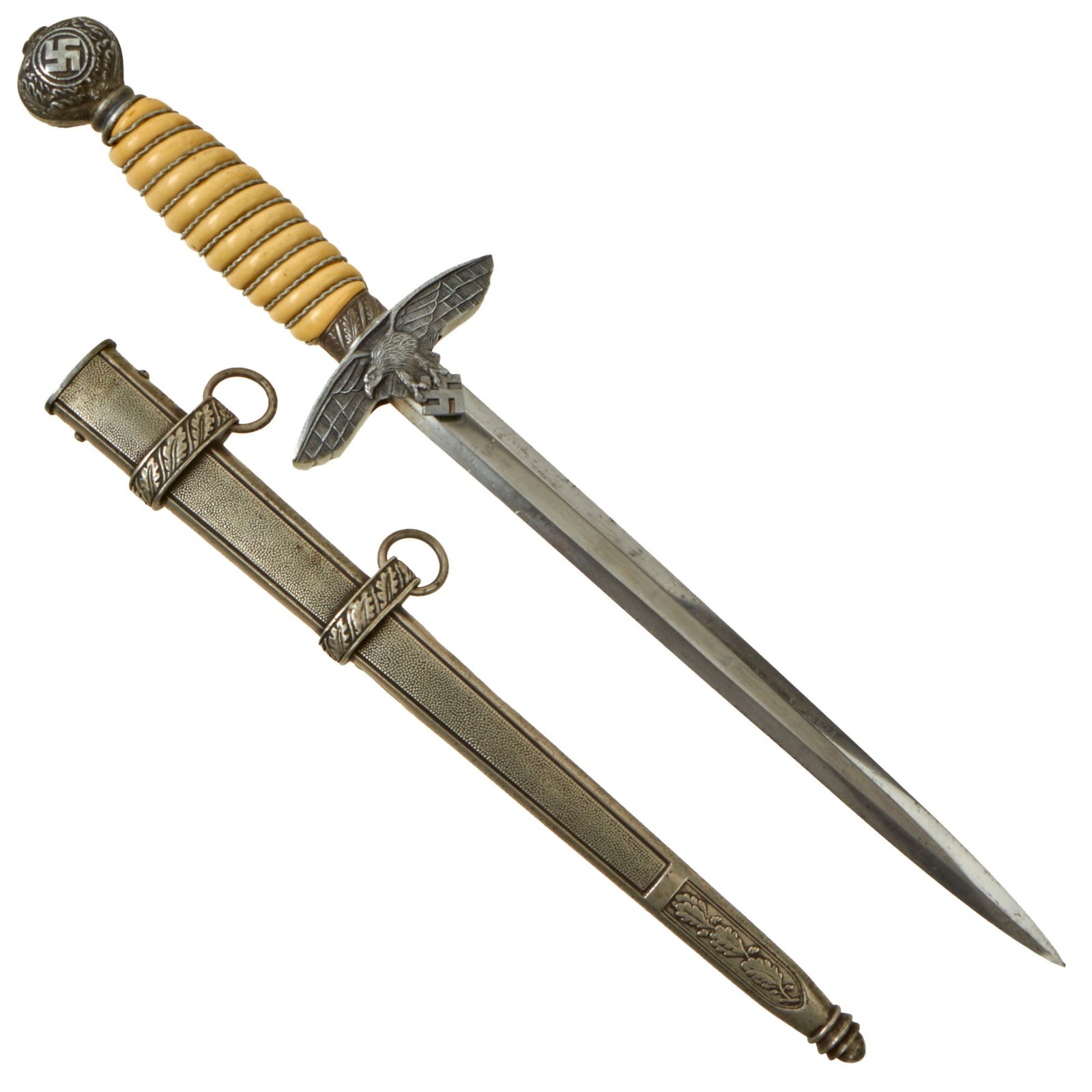 Buy Original WWII German 2nd Model Luftwaffe Dagger by "Siegfried" E. Pack & Söhne with Bent Scabbard | Original Firearms Antique For Sale