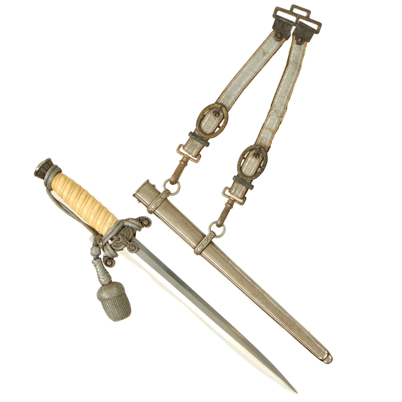 Buy Original German WWII Early Army Heer Officer Dagger by F. W. Höller of Solingen with Excellent Blade, Scabbard, Hanger, and Portepee | Original Firearms Antique For Sale
